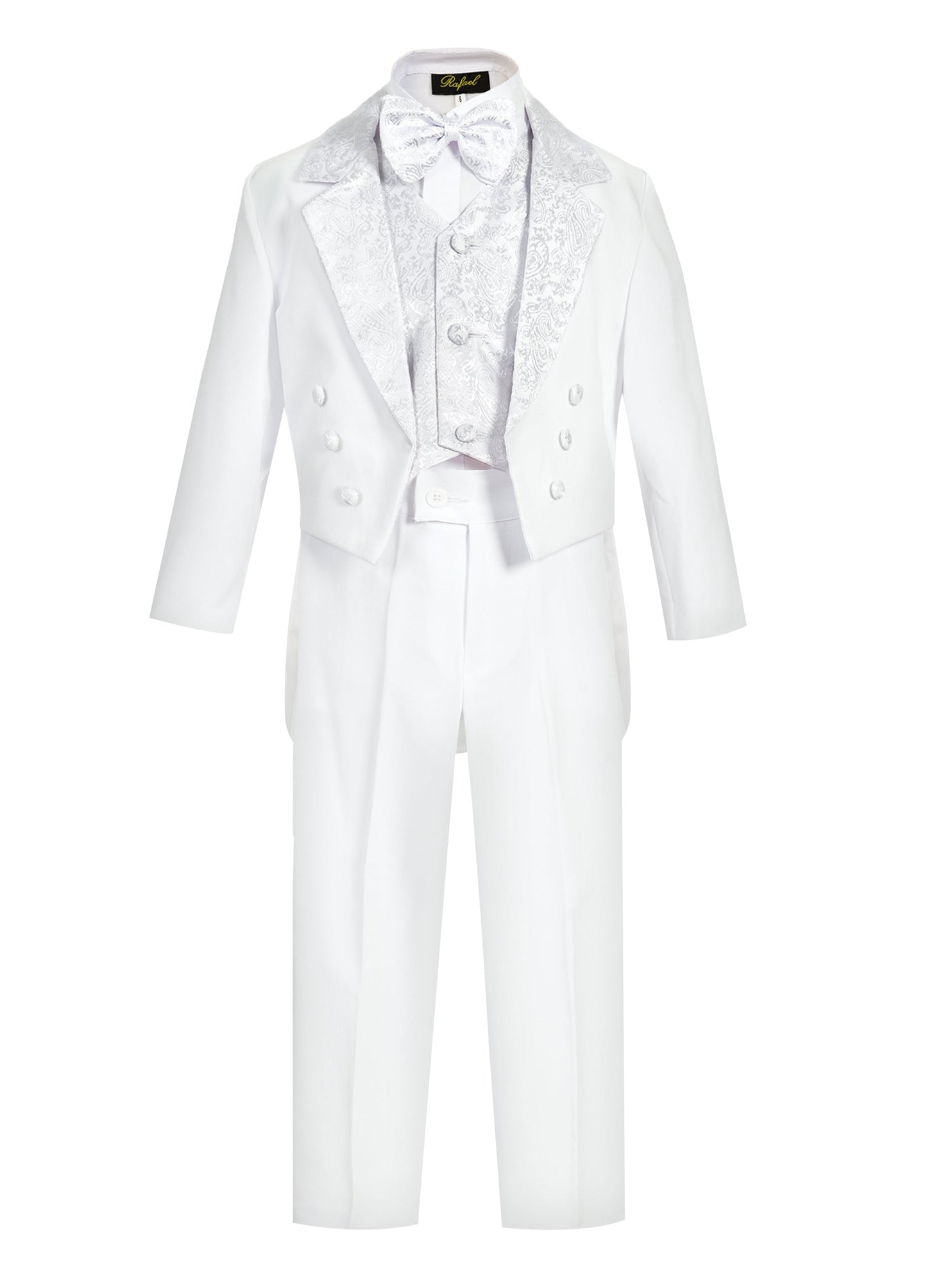 BY-011 Boys formal tuxedo with bow tie (5 pcs) BLAC-WHITE