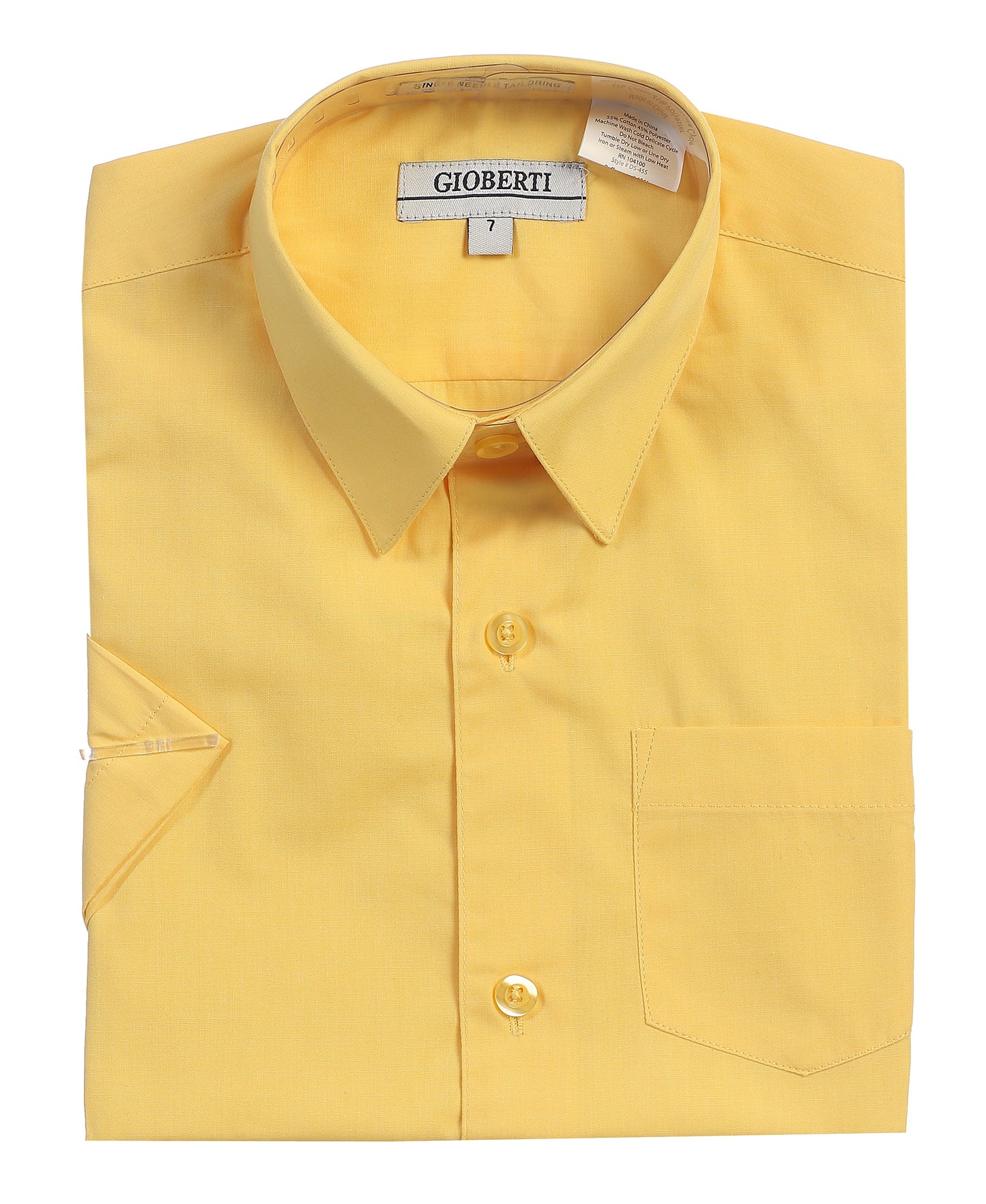 DS-85S Boy's Short Sleeve Solid Dress Shirt IN 6 CLORS (BANANA-BLACK-D GRAY-KHAKI-NAVY-WHITE) SIZE 4-18