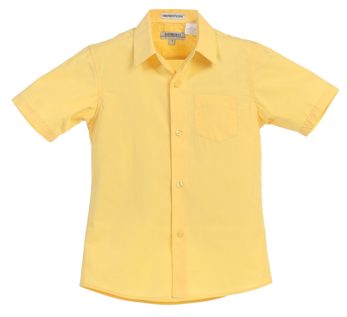 DS-85S Boy's Short Sleeve Solid Dress Shirt IN 6 CLORS (BANANA-BLACK-D GRAY-KHAKI-NAVY-WHITE) SIZE 4-18