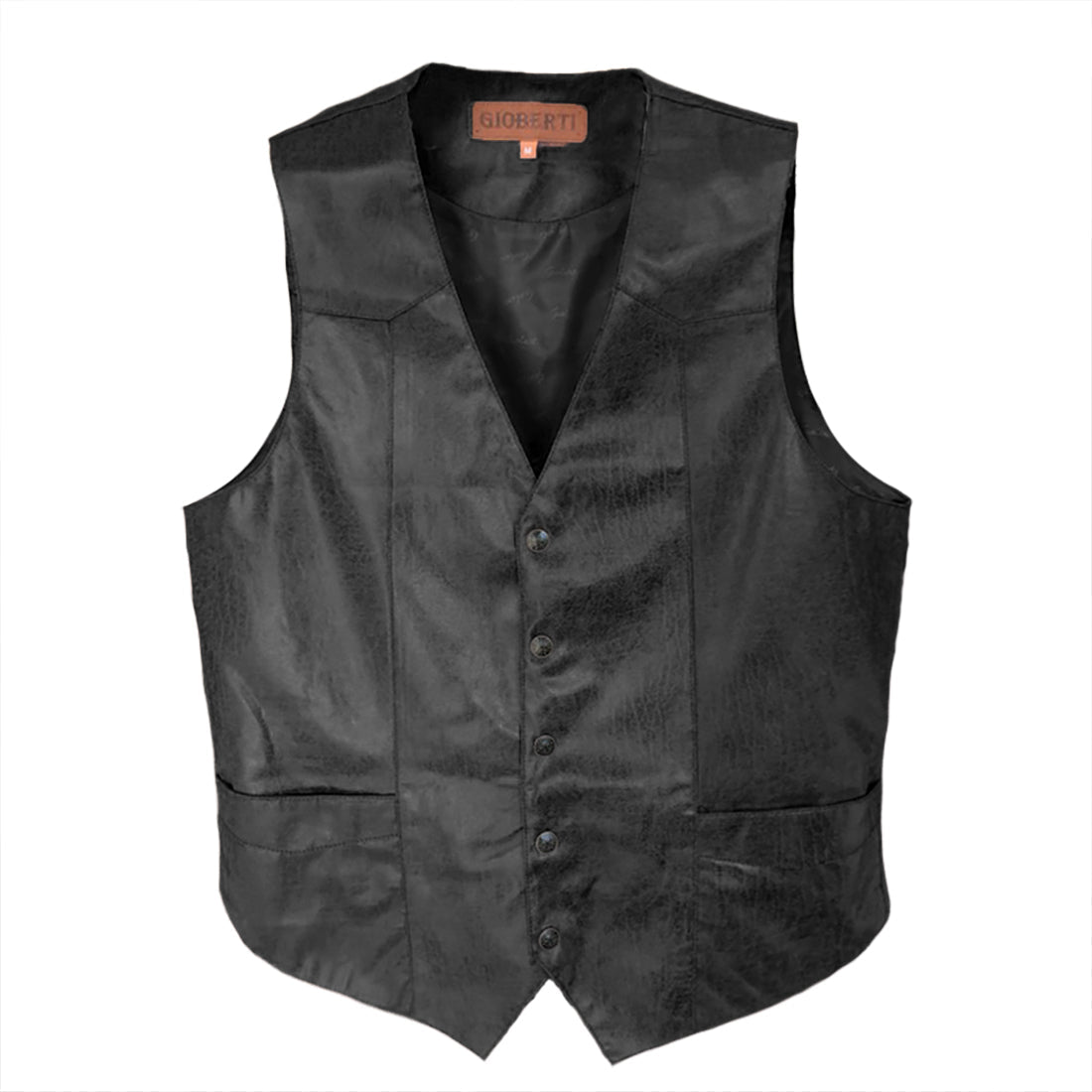 VS-95L MEN'S 5 BUTTON FAUX LEATHER VEST