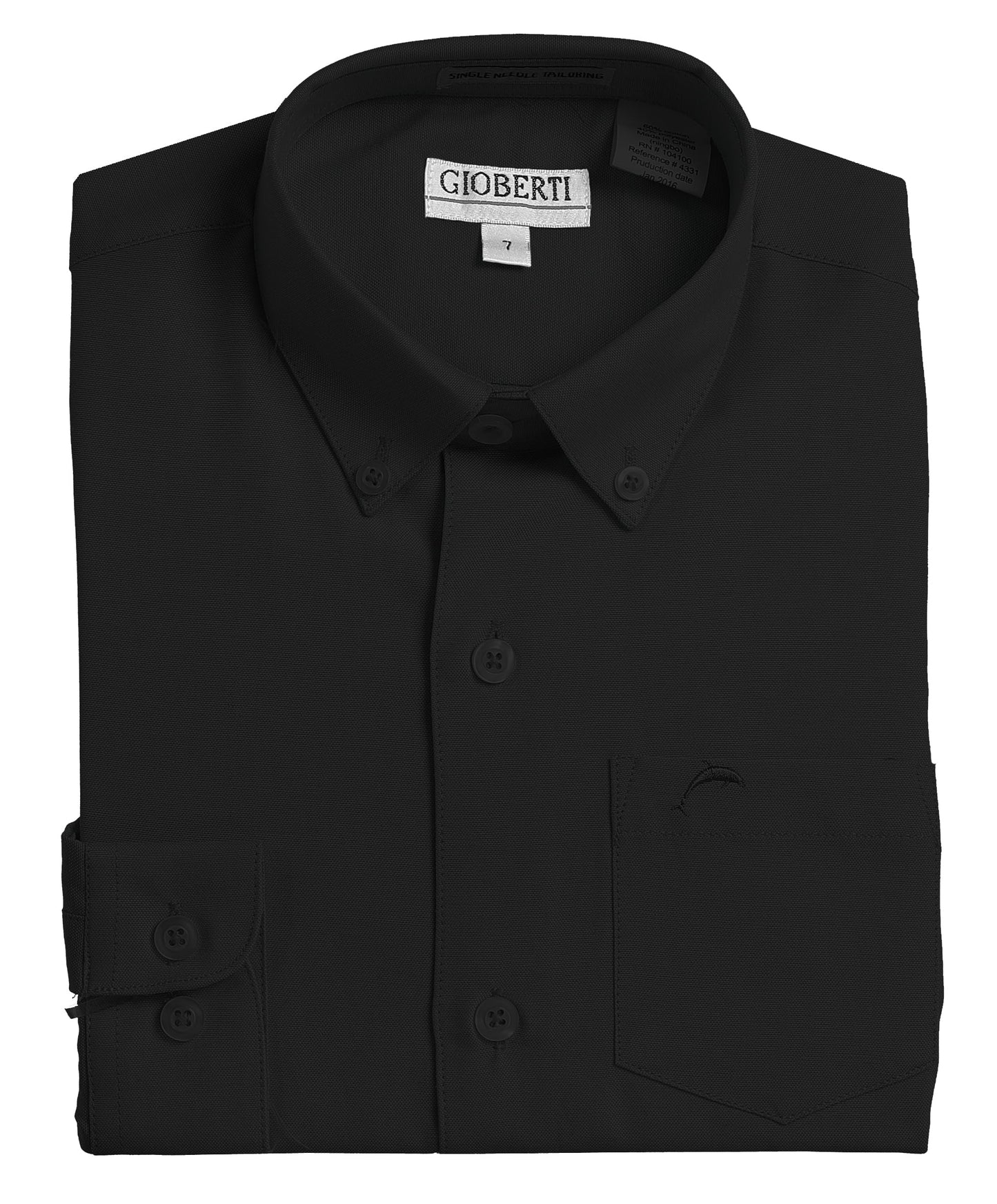 DSX-85 Boy's Oxford Long Sleeve Dress Shirt 6 COLORS (L BLUE-WHITE-PINK-AQUA-BLACK-YELLOW) SIZE 4-18