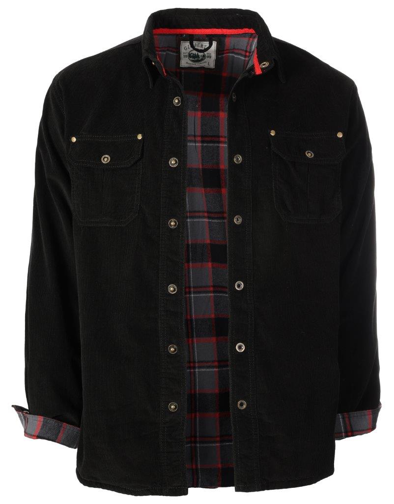 CJ-95 MEN'S CORDUROY LONG SLEEVE BUTTON DOWN SHIRT JACKET WITH FLANNEL LINING