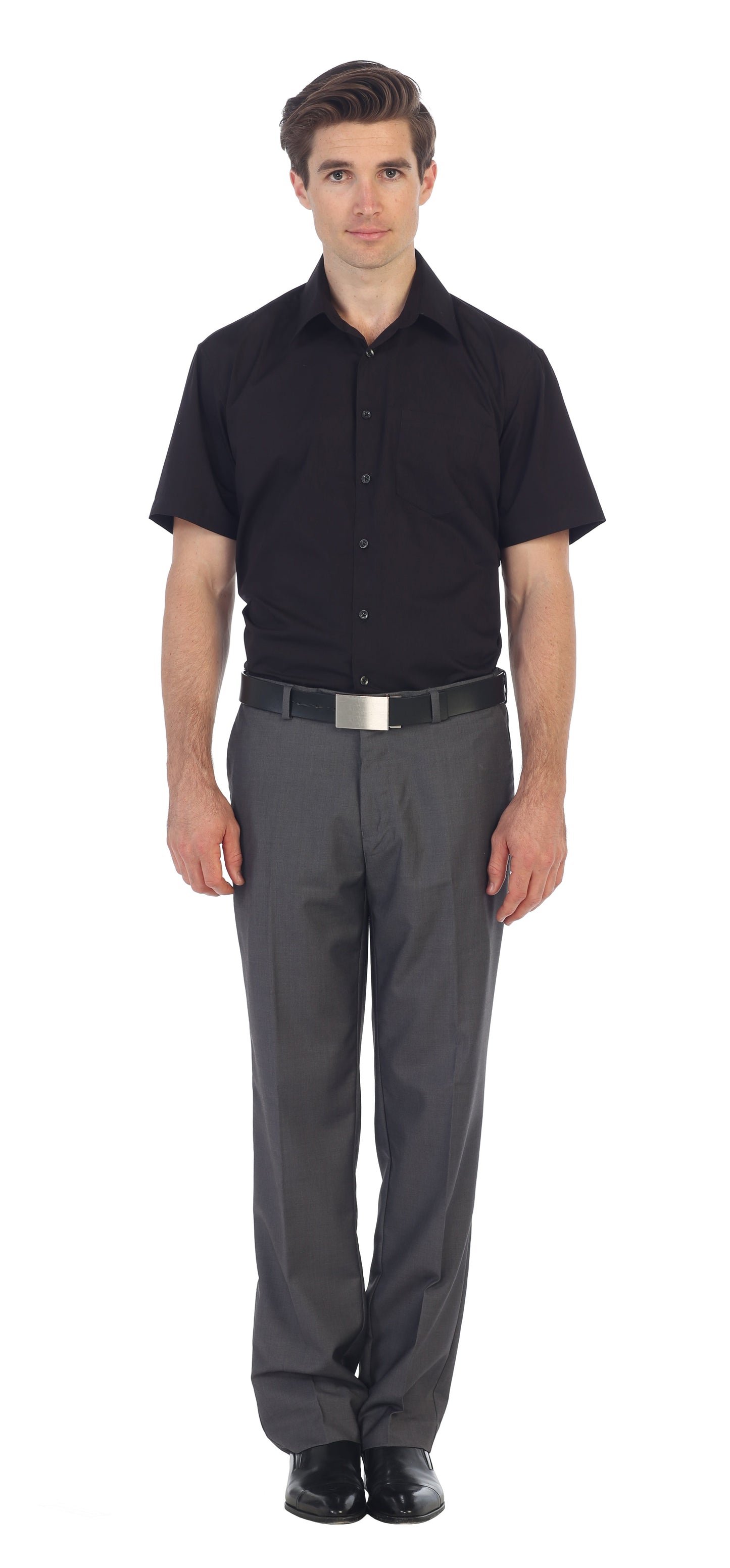 Men's Short Sleeve Solid Dress Shirt