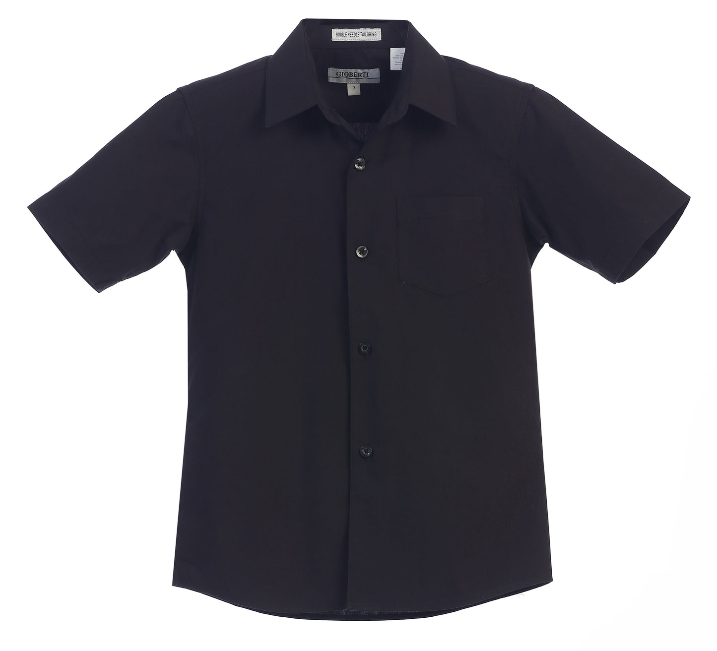 DS-85S Boy's Short Sleeve Solid Dress Shirt IN 6 CLORS (BANANA-BLACK-D GRAY-KHAKI-NAVY-WHITE) SIZE 4-18