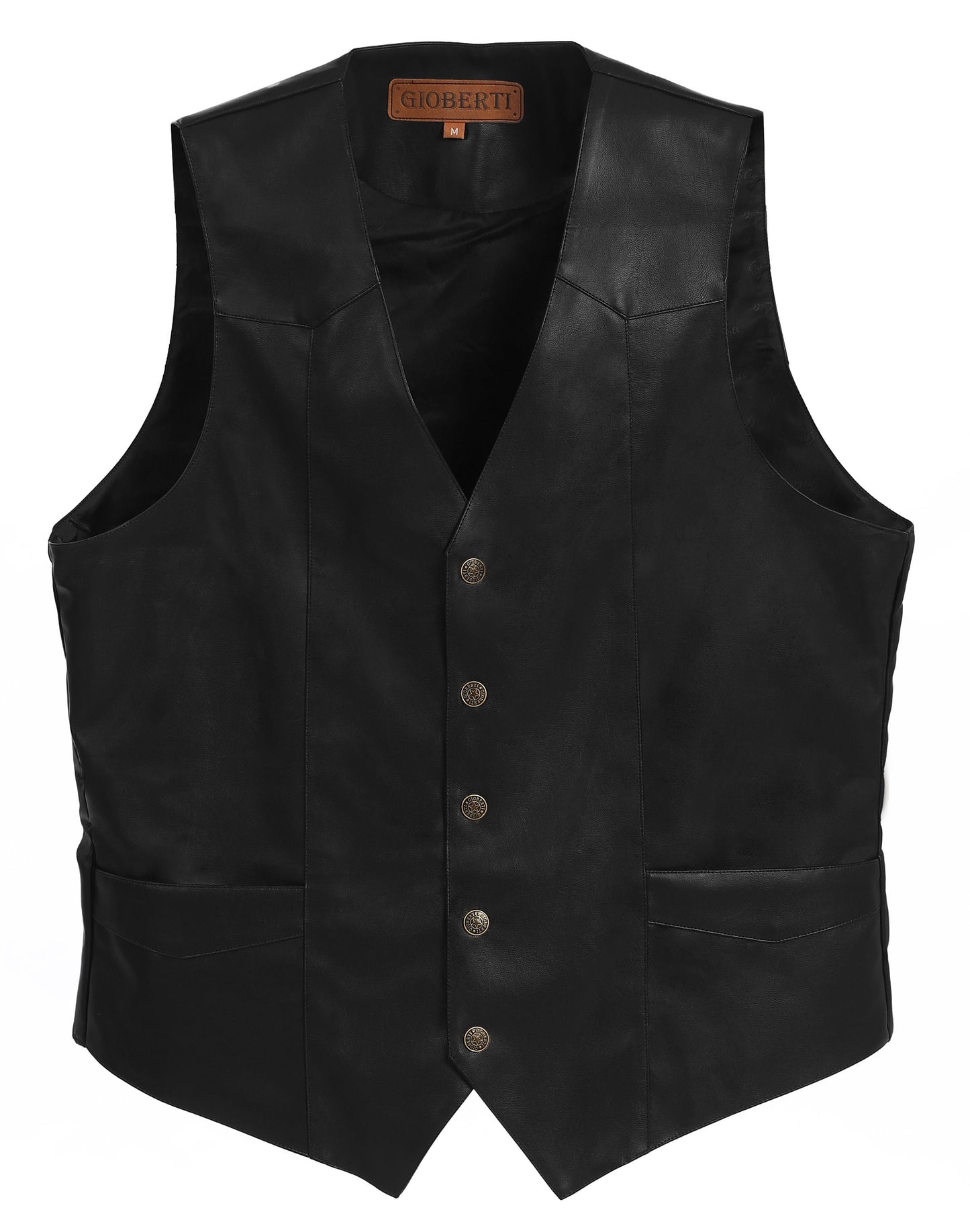 VS-95L MEN'S 5 BUTTON FAUX LEATHER VEST