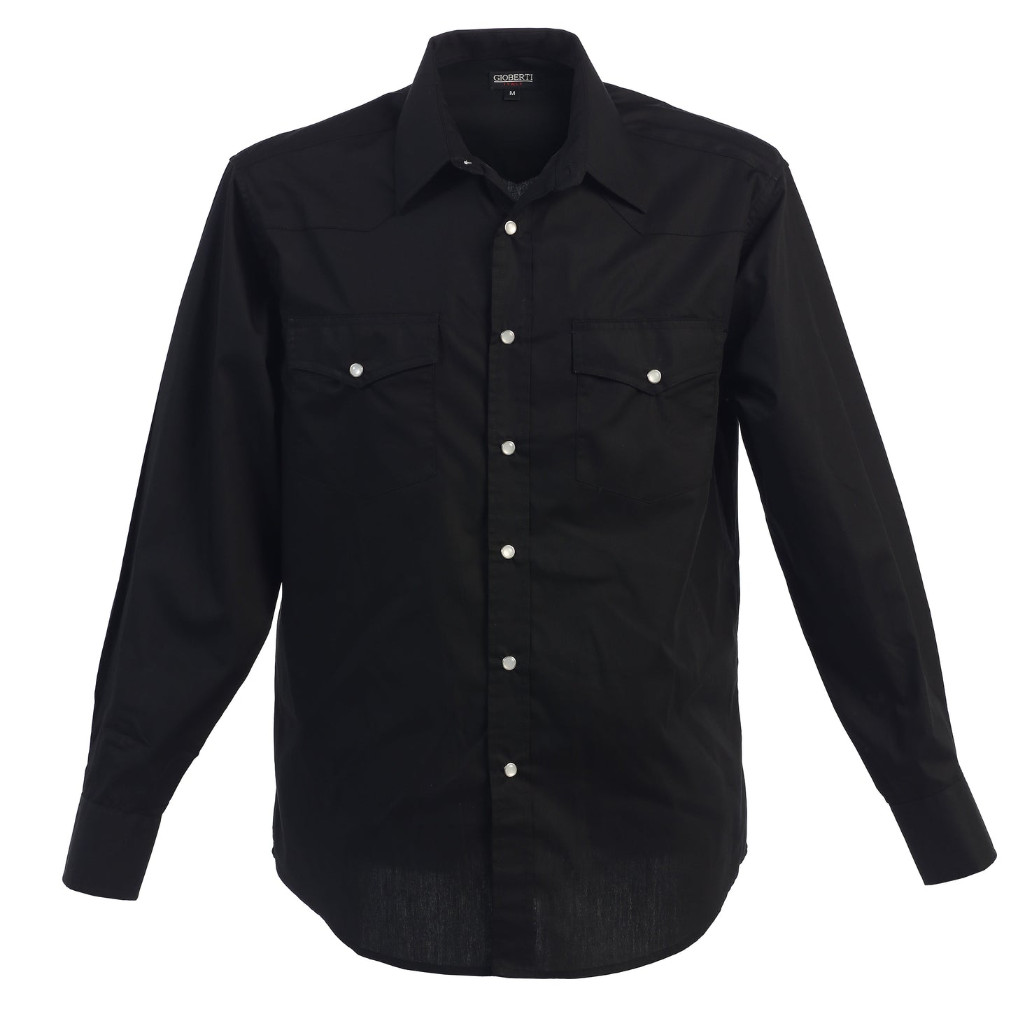 Men’s Solid Long Sleeve Western Shirt with Pearl Snap-on Buttons