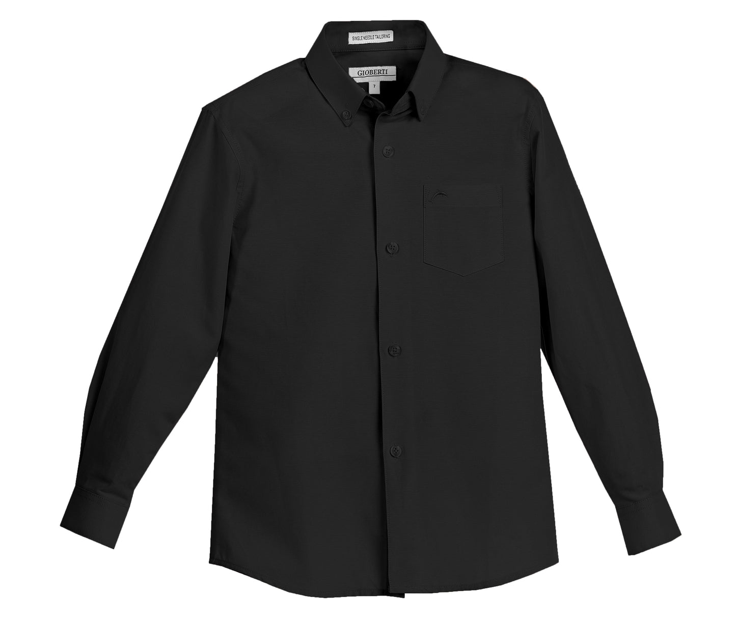 DSX-85 Boy's Oxford Long Sleeve Dress Shirt 6 COLORS (L BLUE-WHITE-PINK-AQUA-BLACK-YELLOW) SIZE 4-18