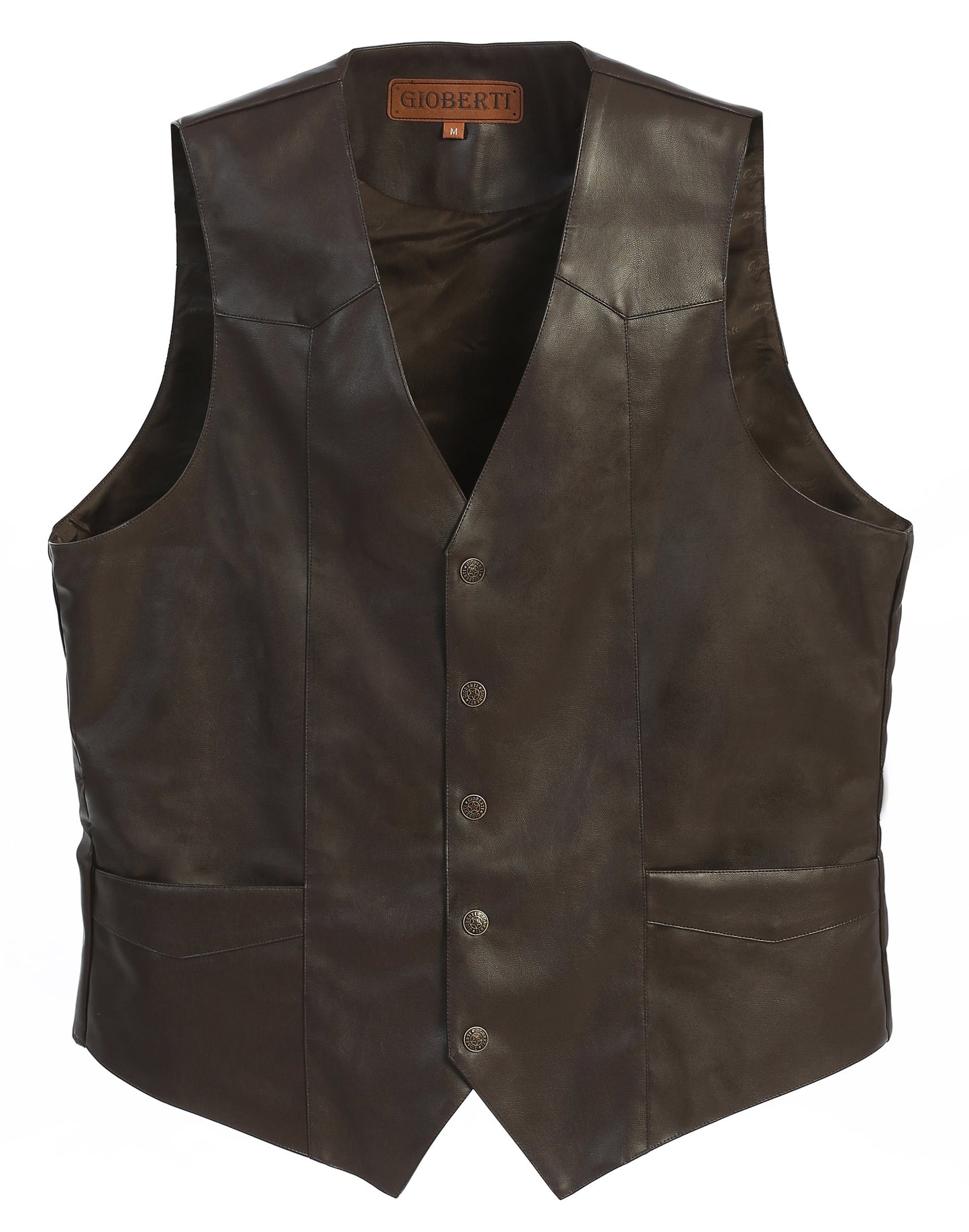 VS-95L MEN'S 5 BUTTON FAUX LEATHER VEST