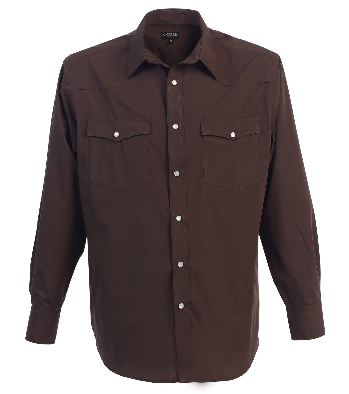 Men’s Solid Long Sleeve Western Shirt with Pearl Snap-on Buttons