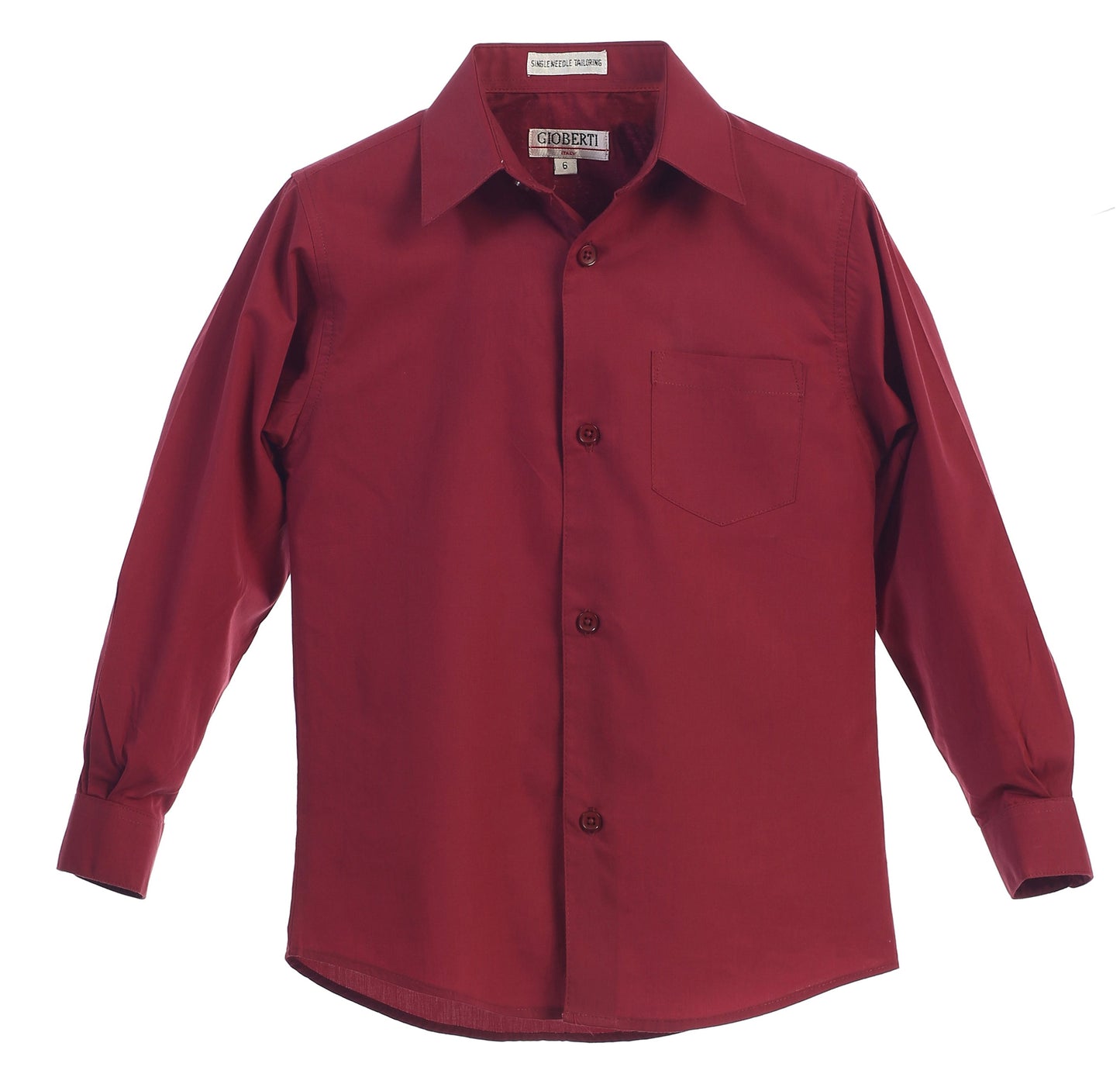 DS-85 Boys Long Sleeve Solid Dress Shirt IN 6 COLORS (BURG-TURQ-NAVY-TEAL GREEN-TEAL-FUCSHIA) SIZE 2-18