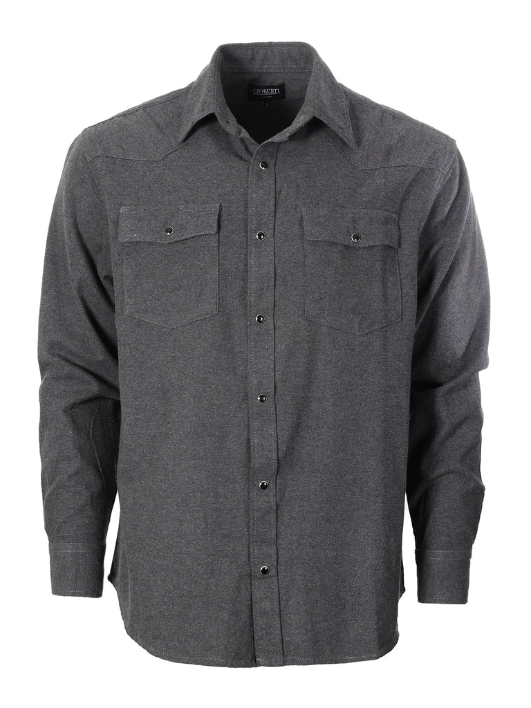 Men's Long Sleeve Plaid Flannel Shirt with pocket-B