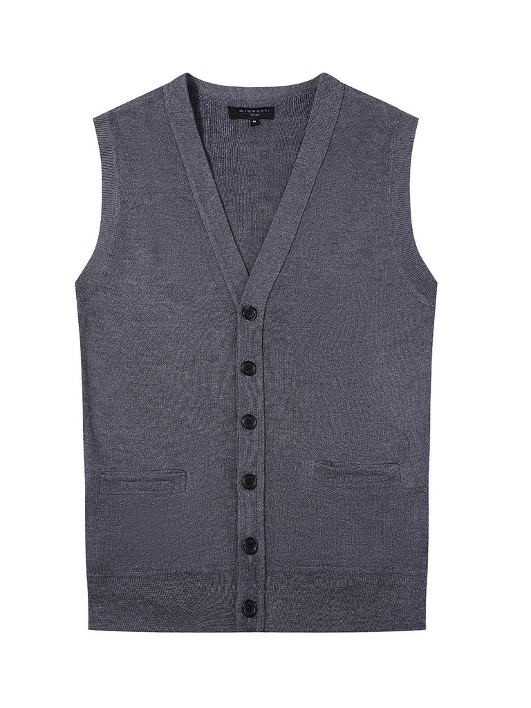 SW-919 Mens V-Neck Button Down Knitted Cardigan Vest