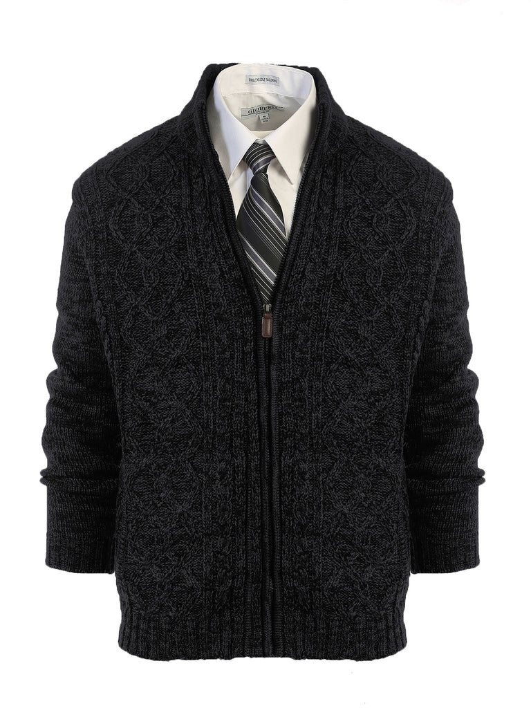 AF-1203 MEN'S CARDIGAN TWISTED FULL ZIP KNITTED SWEATER