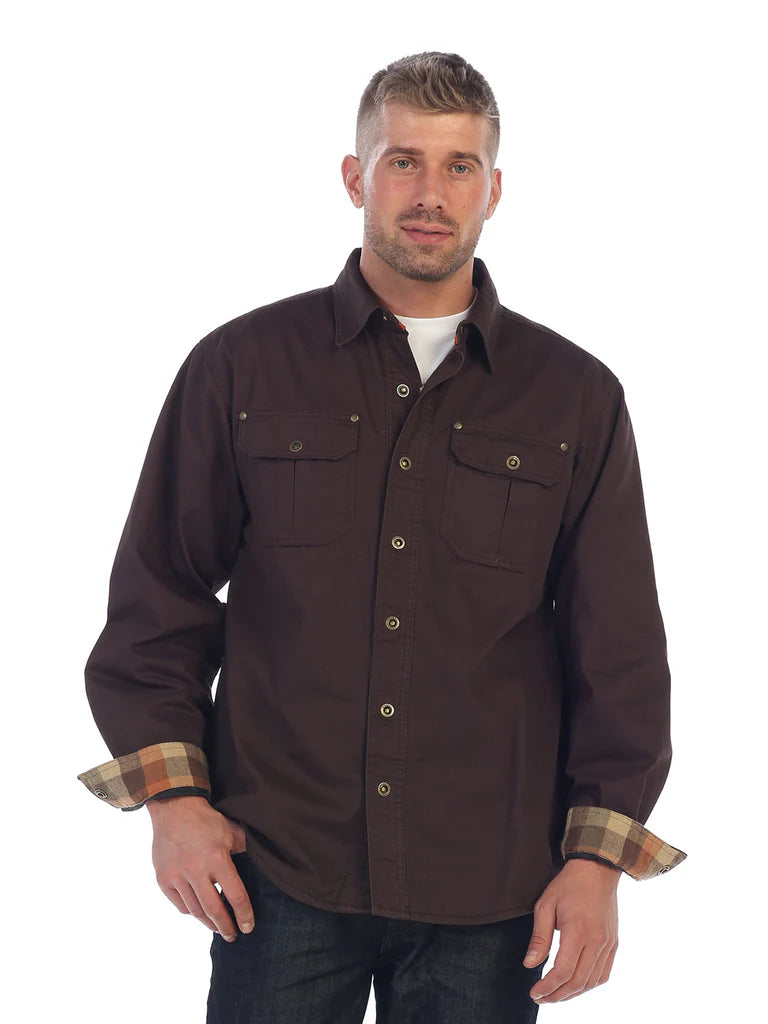 CJ-97 Men's 100% Cotton Brushed and Soft Twill Shirt Jacket with Flannel Lining