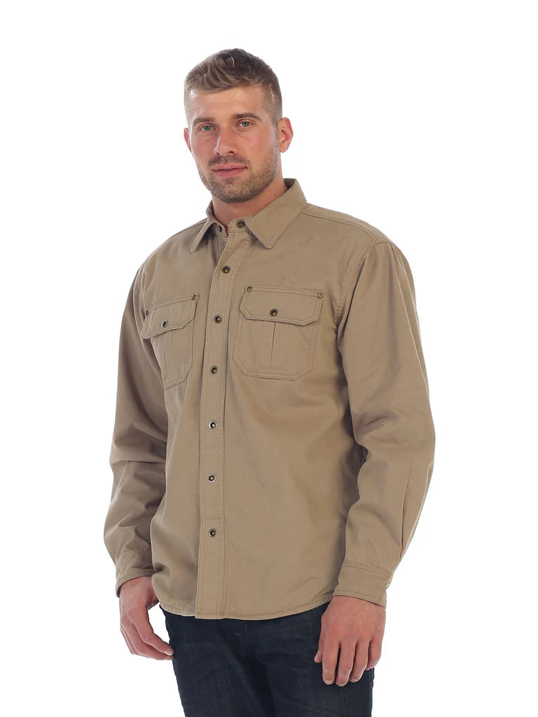 CJ-97 Men's 100% Cotton Brushed and Soft Twill Shirt Jacket with Flannel Lining