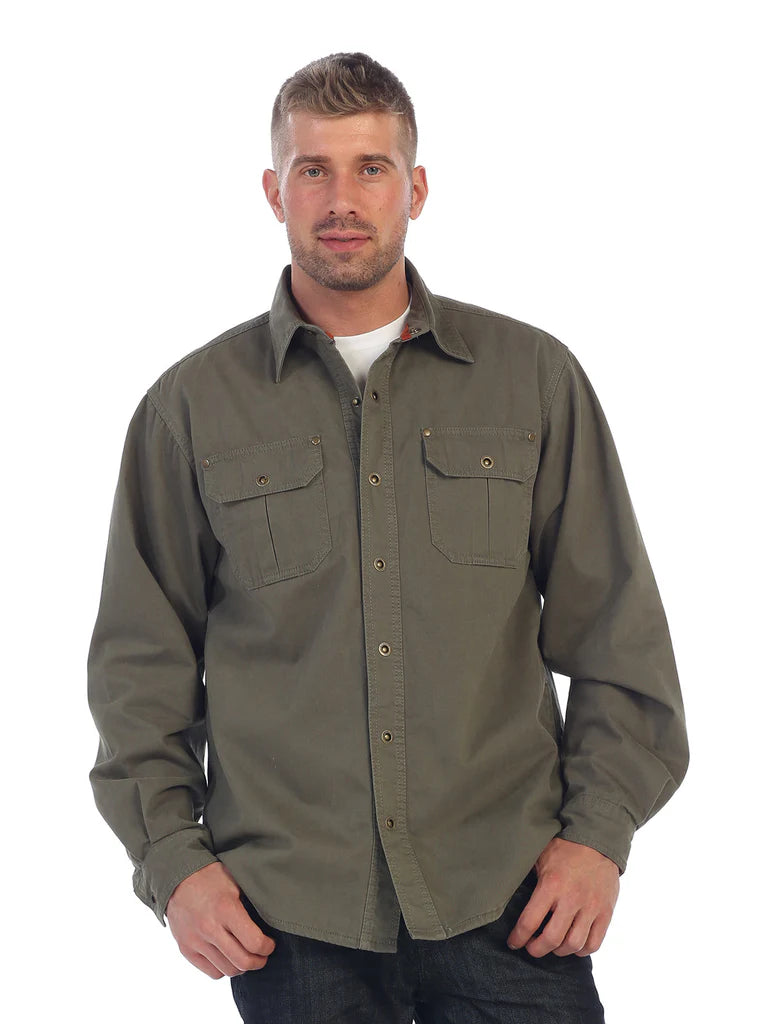 CJ-97 Men's 100% Cotton Brushed and Soft Twill Shirt Jacket with Flannel Lining