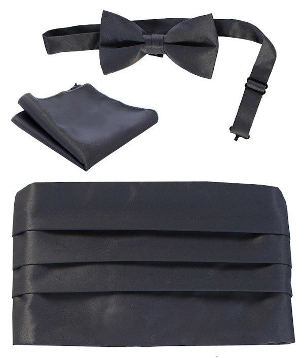 CM-83 BOY'S 4-18Adjustable Satin Cummerbund 3 PC Set - 13 COLORS - SIZE 4-18