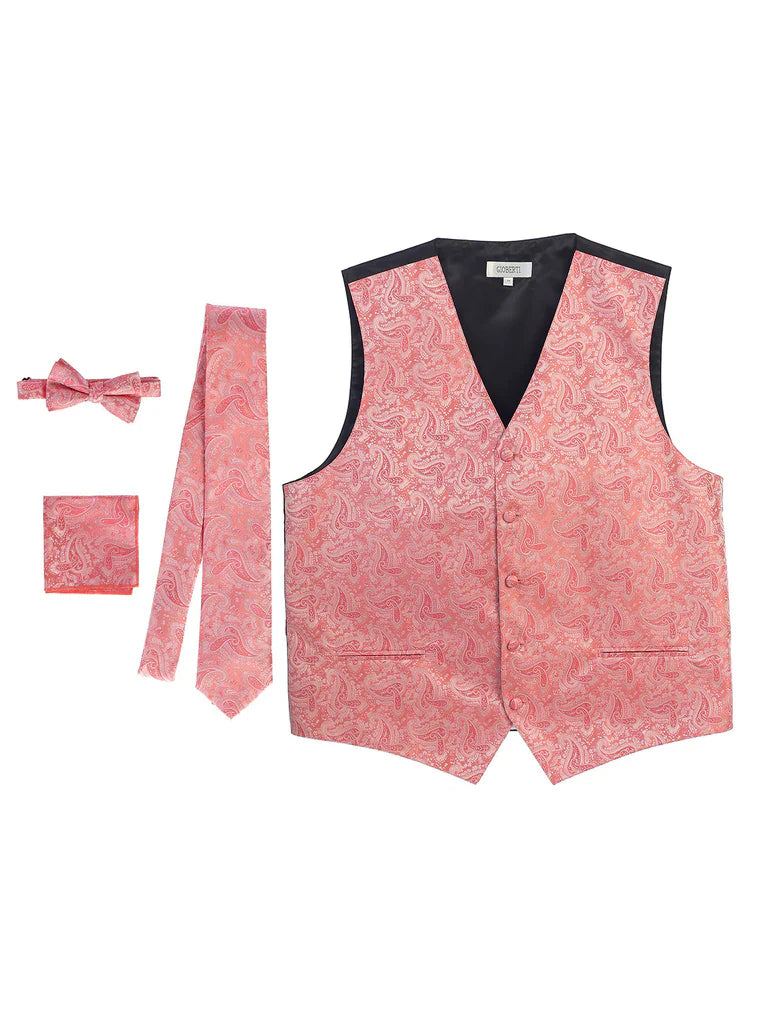 MEN'S 4PC FORMAL JACQUARD PAISLEY VEST SET