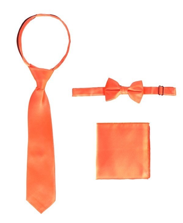 STS-BOYS-3 PC SET-SOLID-TIE-BOWTIE-P SQ-20 COLORS-SIZE 2-4 AND 5-7 AND 8-18