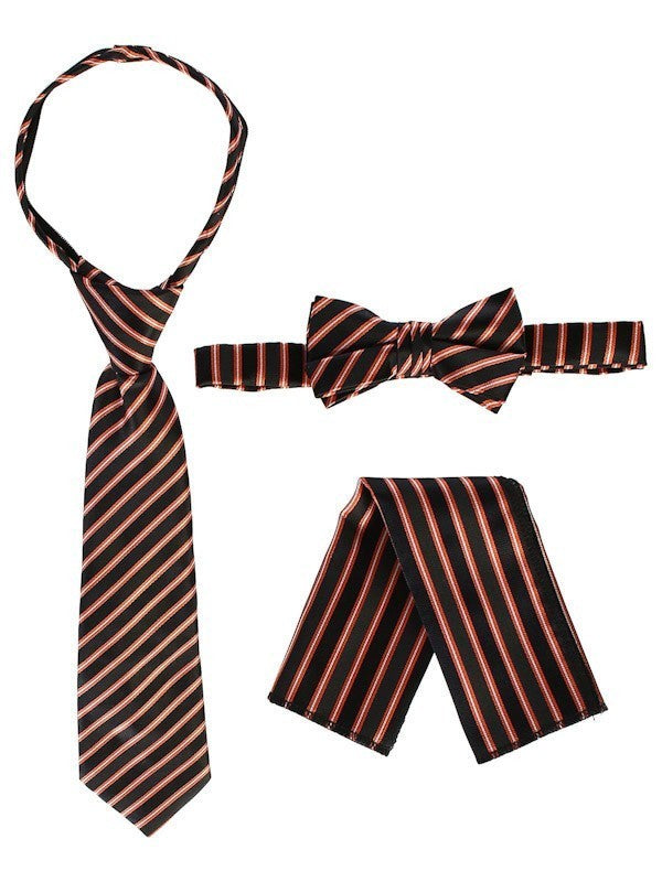 RTS-BOYS-3 PC SET-CTRIPED-TIE-BOWTIE-P SQ-17 COLORS-SIZE 2-4 AND 5-7 AND 8-18