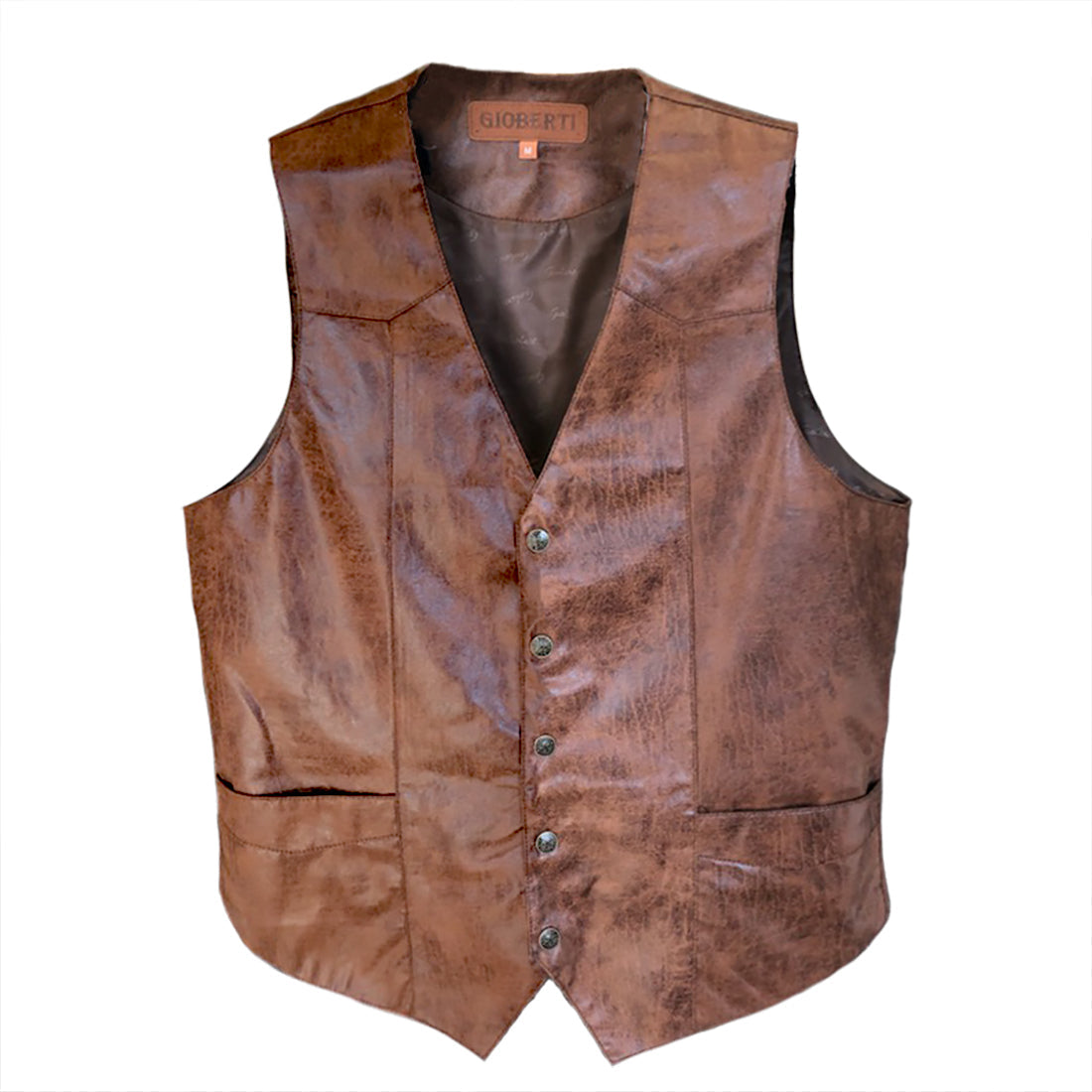 VS-95L MEN'S 5 BUTTON FAUX LEATHER VEST