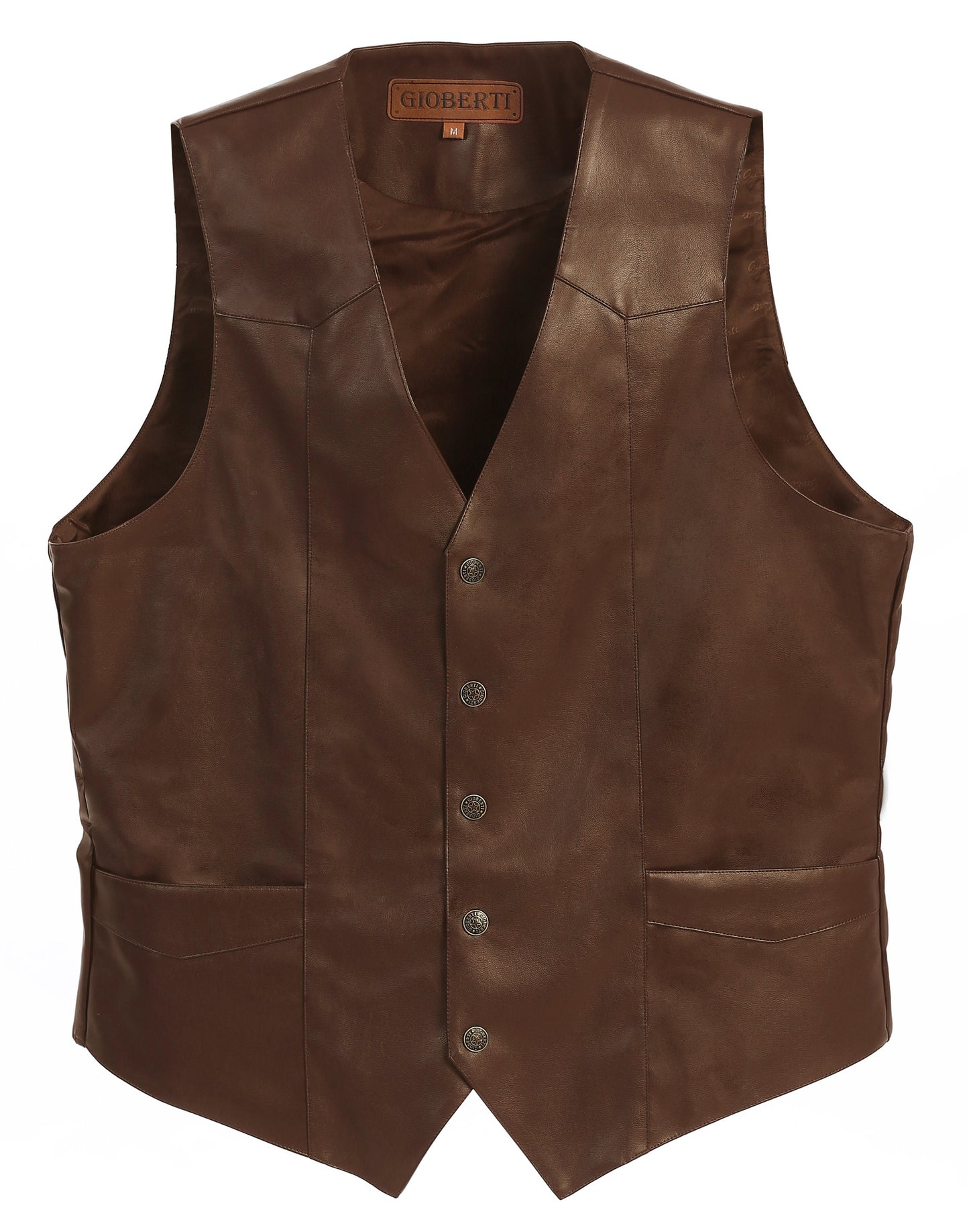 VS-95L MEN'S 5 BUTTON FAUX LEATHER VEST