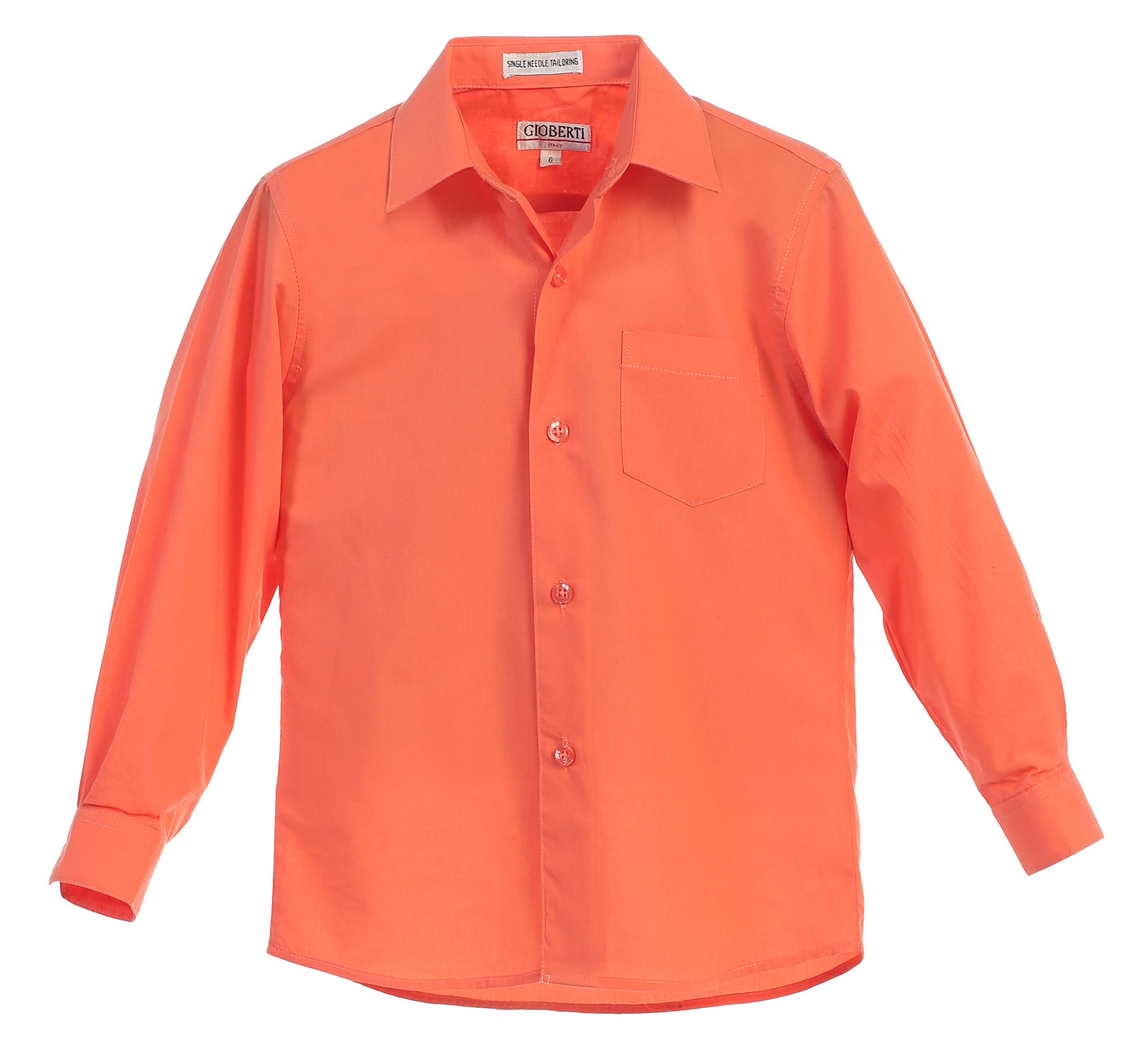 DS-85 Boys Long Sleeve Solid Dress Shirt IN 7 COLORS (BANANA-CORAL-D GRAY-IVORY-MINT-PINK-RED) SIZE 2-18