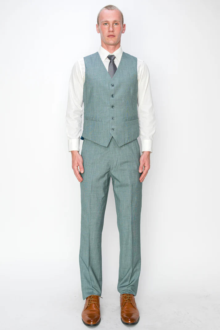 1071-TEXTURED GREEN-SLIM-3PC-SIZE 34S-46S & 34R-56R & 38L-56L