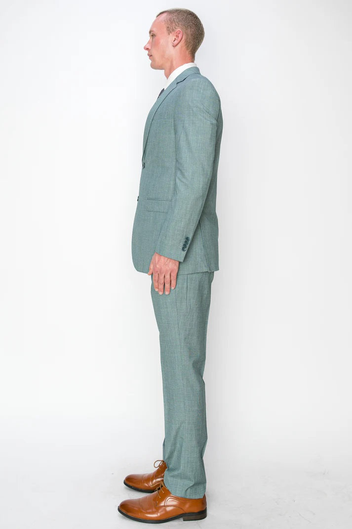 1071-TEXTURED GREEN-SLIM-3PC-SIZE 34S-46S & 34R-56R & 38L-56L