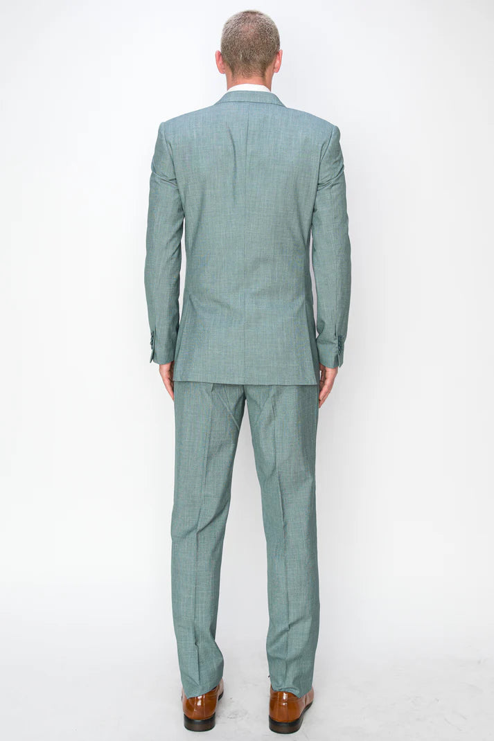 1071-TEXTURED GREEN-SLIM-3PC-SIZE 34S-46S & 34R-56R & 38L-56L