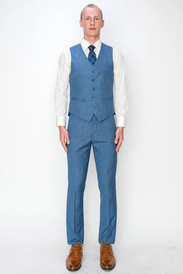 1073-TEXTURED SKY BLUE-SLIM-3PC-SIZE 34S-46S & 34R-56R & 38L-56L