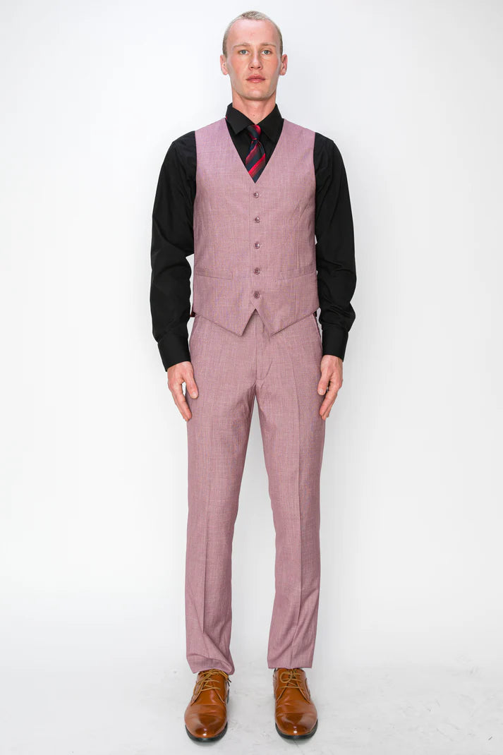 1072-TEXTURED PINK-SLIM-3PC-SIZE 34S-46S & 34R-56R & 38L-56L