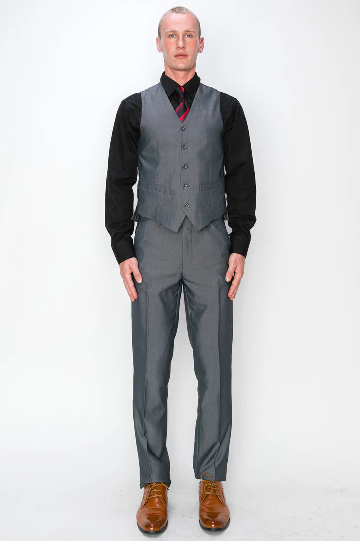 2645-TEXTURED MED GRAY-SLIM-3PC-SIZE 34S-46S & 34R-56R & 38L-56L