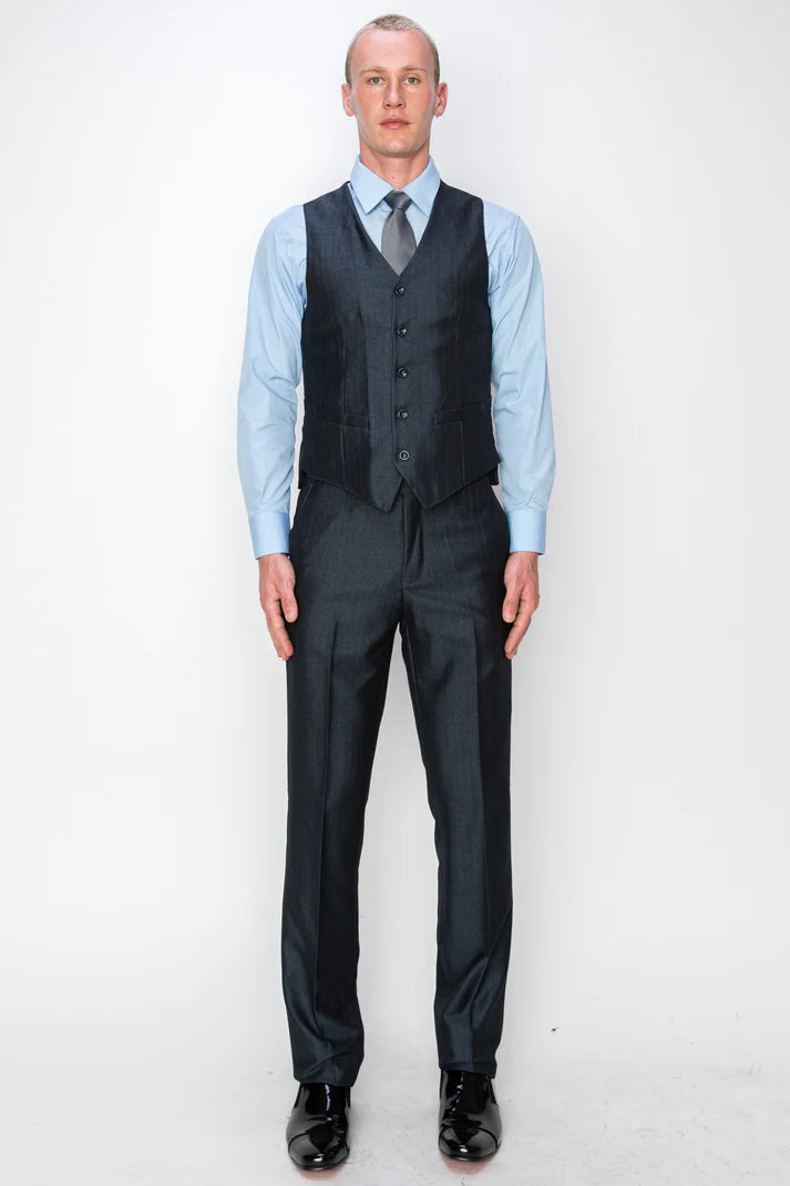 2303-TEXTURED MIDNIGHT BLUE-SLIM-3PC-SIZE 34S-46S & 34R-56R & 38L-56L