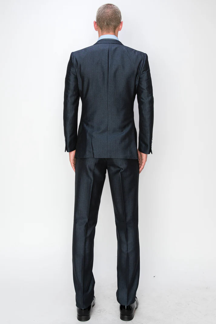 2303-TEXTURED MIDNIGHT BLUE-SLIM-3PC-SIZE 34S-46S & 34R-56R & 38L-56L