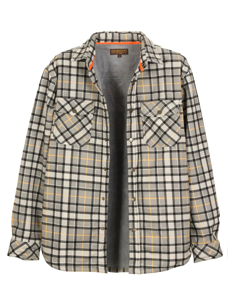 Mens Checkered Flannel Shirt Jacket With Velvet