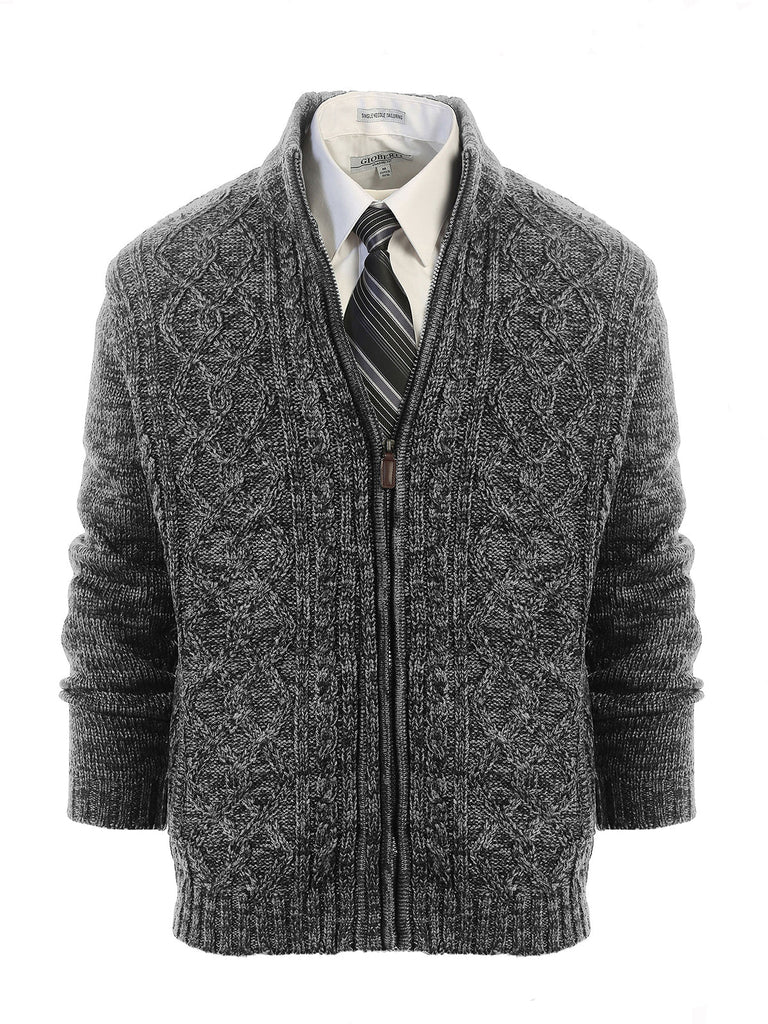AF-1203 MEN'S CARDIGAN TWISTED FULL ZIP KNITTED SWEATER