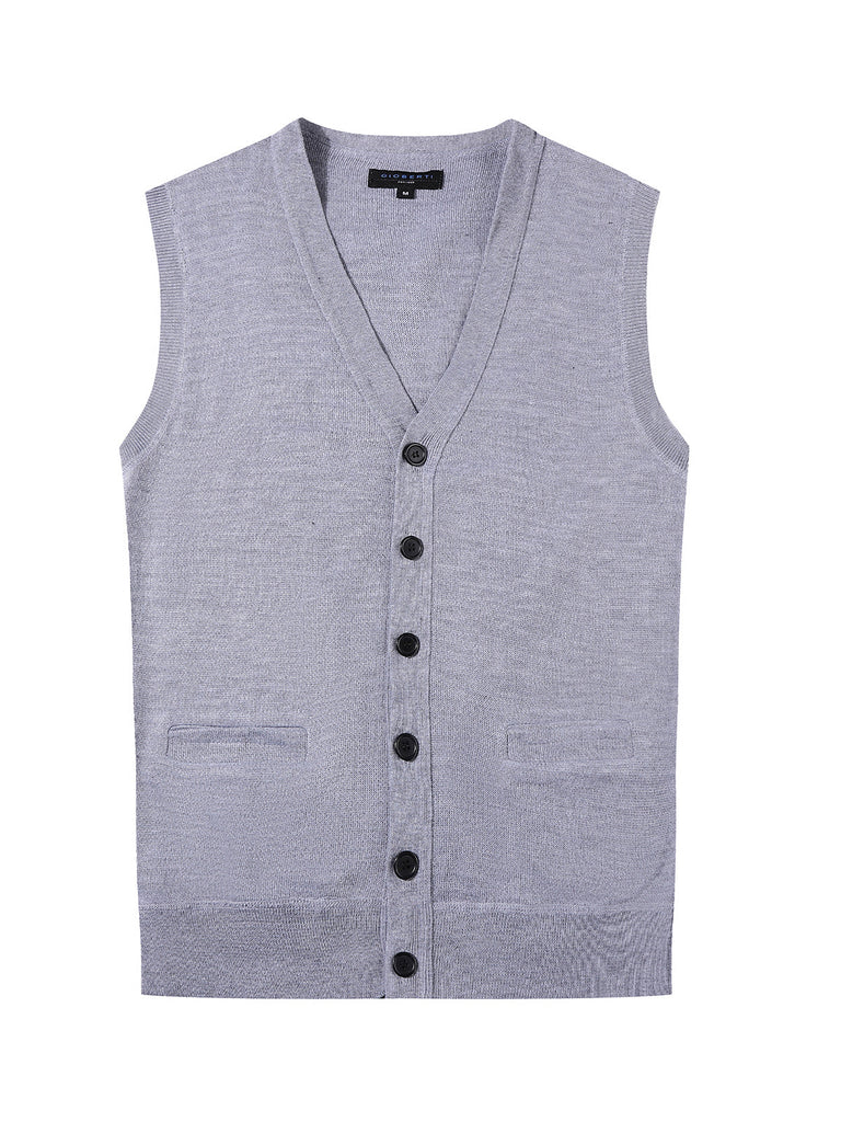 SW-919 Mens V-Neck Button Down Knitted Cardigan Vest