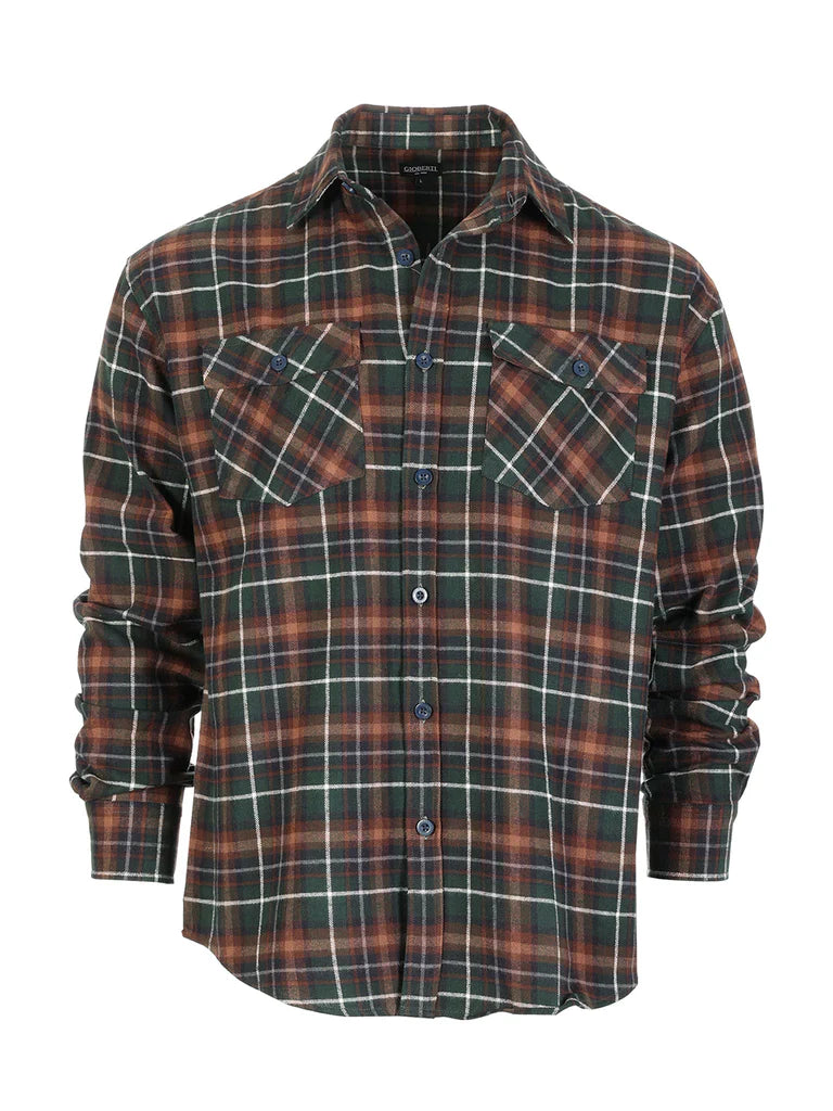 Men's Long Sleeve Plaid Flannel Shirt with pocket