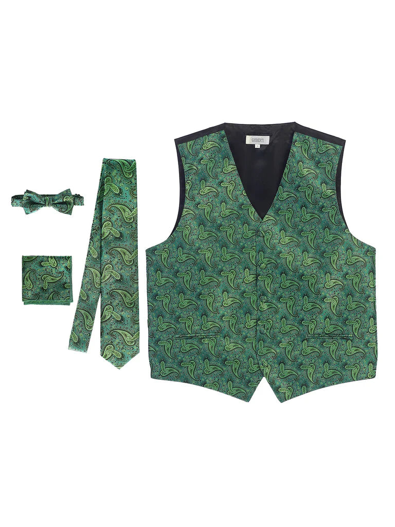 MEN'S 4PC FORMAL JACQUARD PAISLEY VEST SET