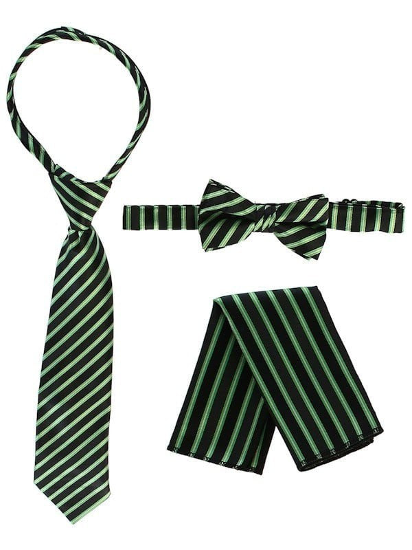 RTS-BOYS-3 PC SET-CTRIPED-TIE-BOWTIE-P SQ-17 COLORS-SIZE 2-4 AND 5-7 AND 8-18