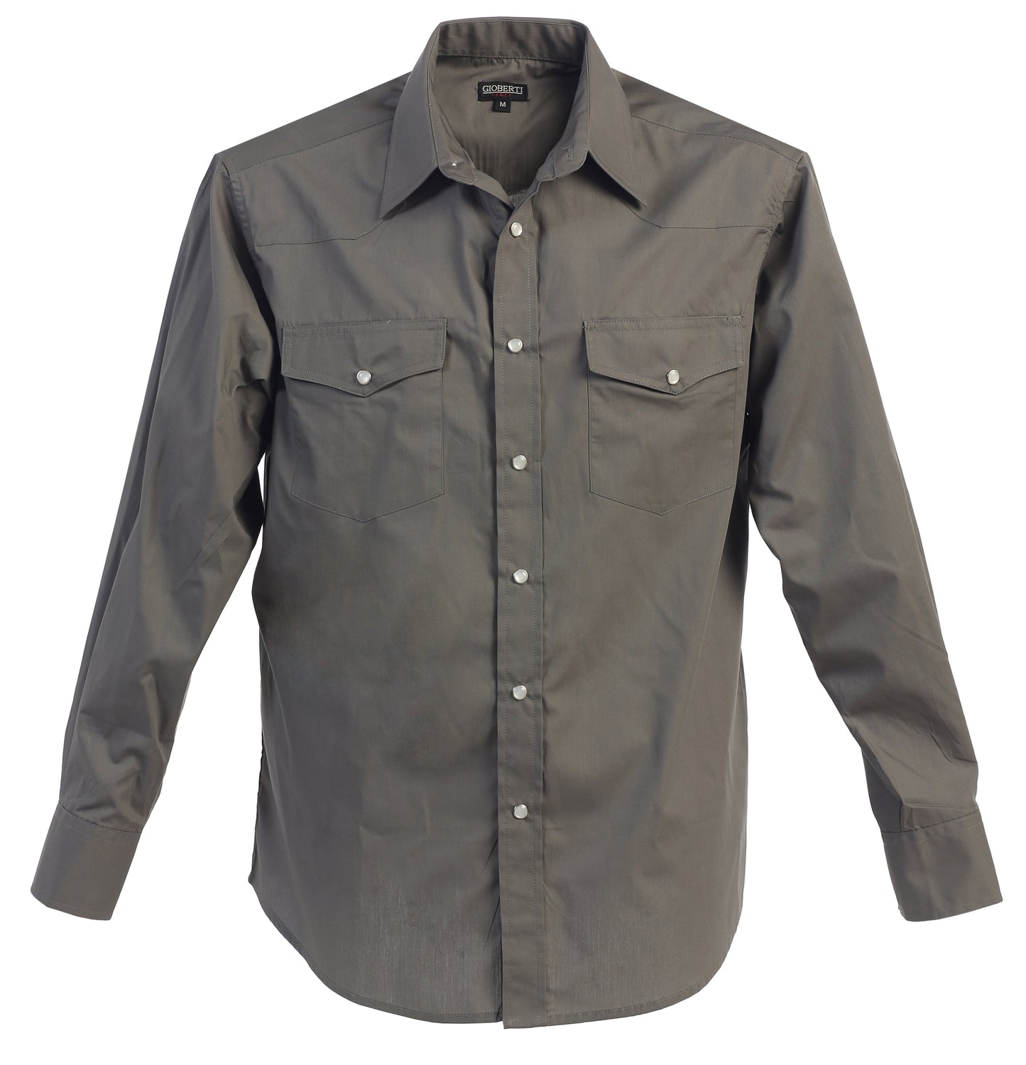 Men’s Solid Long Sleeve Western Shirt with Pearl Snap-on Buttons