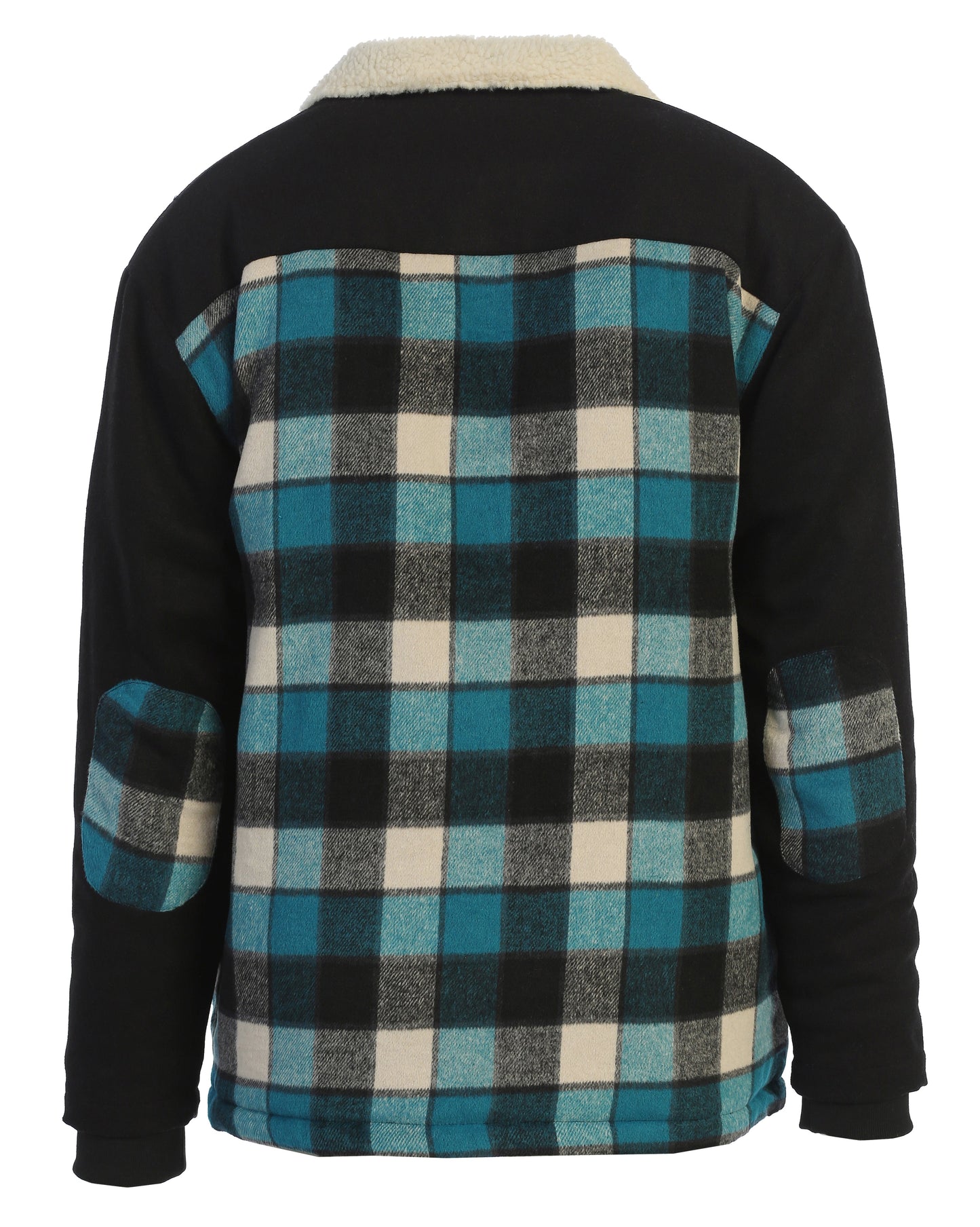 JA-902Men's Full Zip Wool-Like Plaid Jacket with Warm Cozy Inner Padding and Sherpa Collar