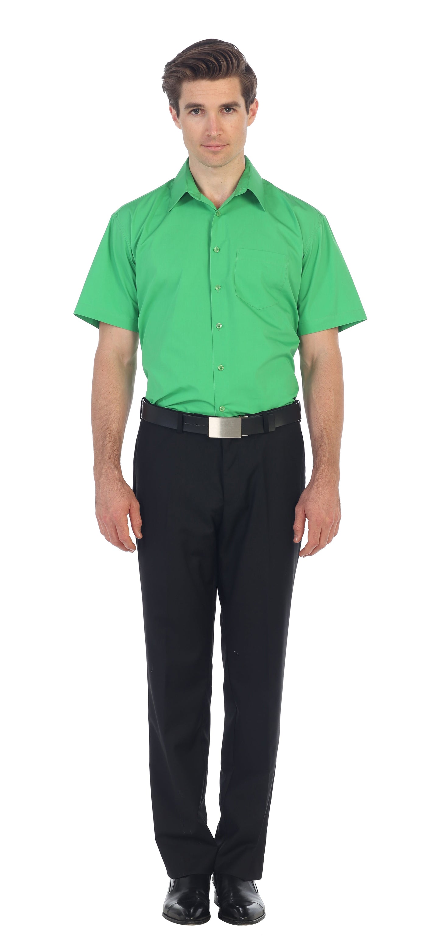 Men's Short Sleeve Solid Dress Shirt