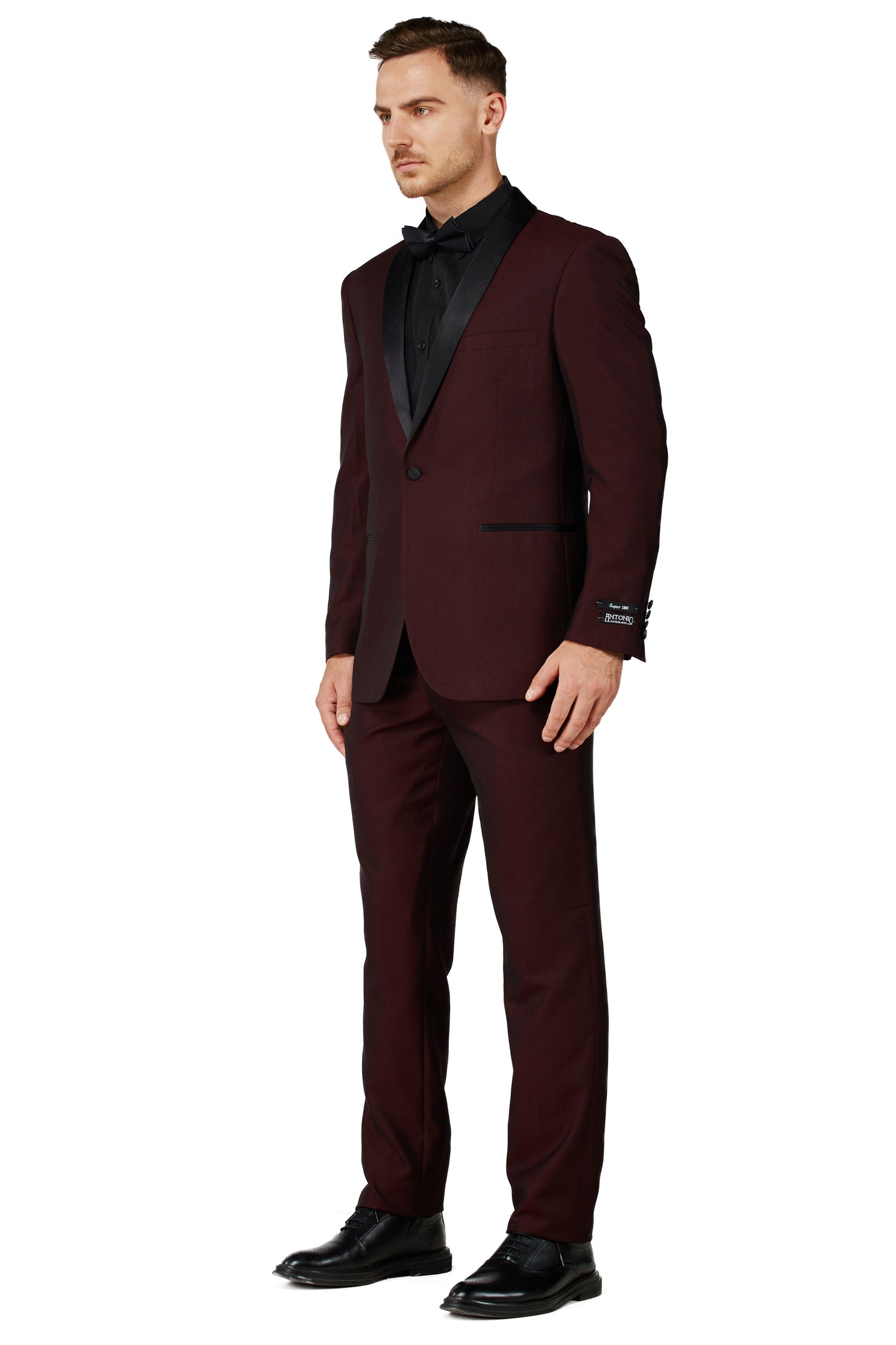 2645-Burgundy- Tuxedo Slim-2PCS-SIZE 34S-46S & 34R-56R & 38L-56L