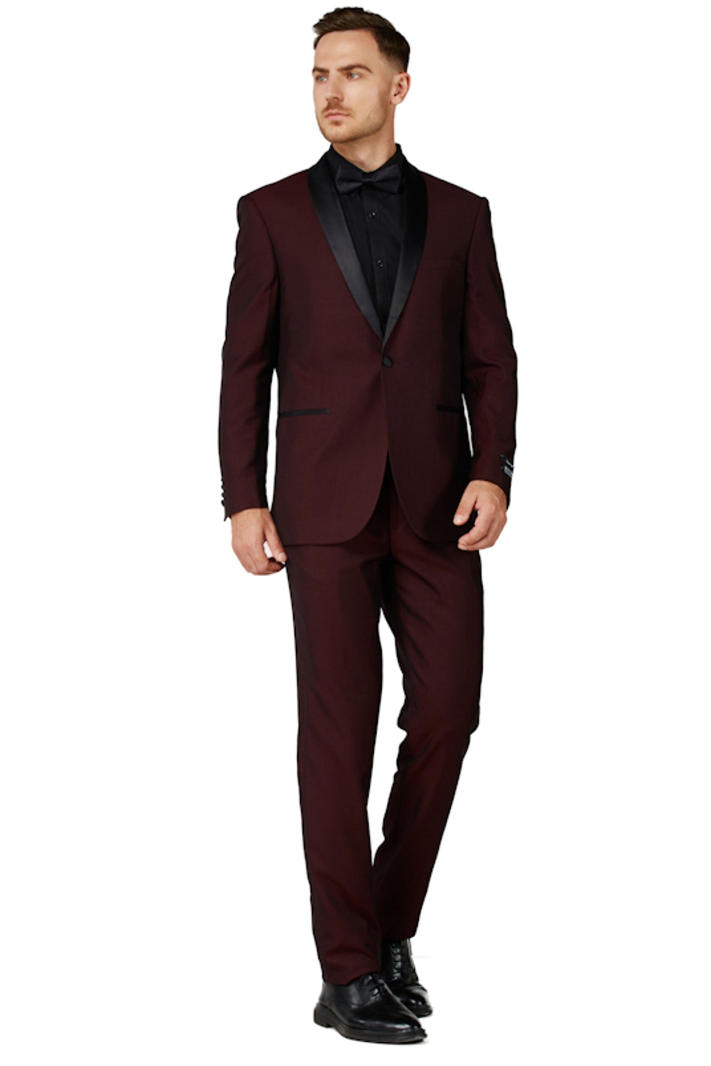 2645-Burgundy- Tuxedo Slim-2PCS-SIZE 34S-46S & 34R-56R & 38L-56L