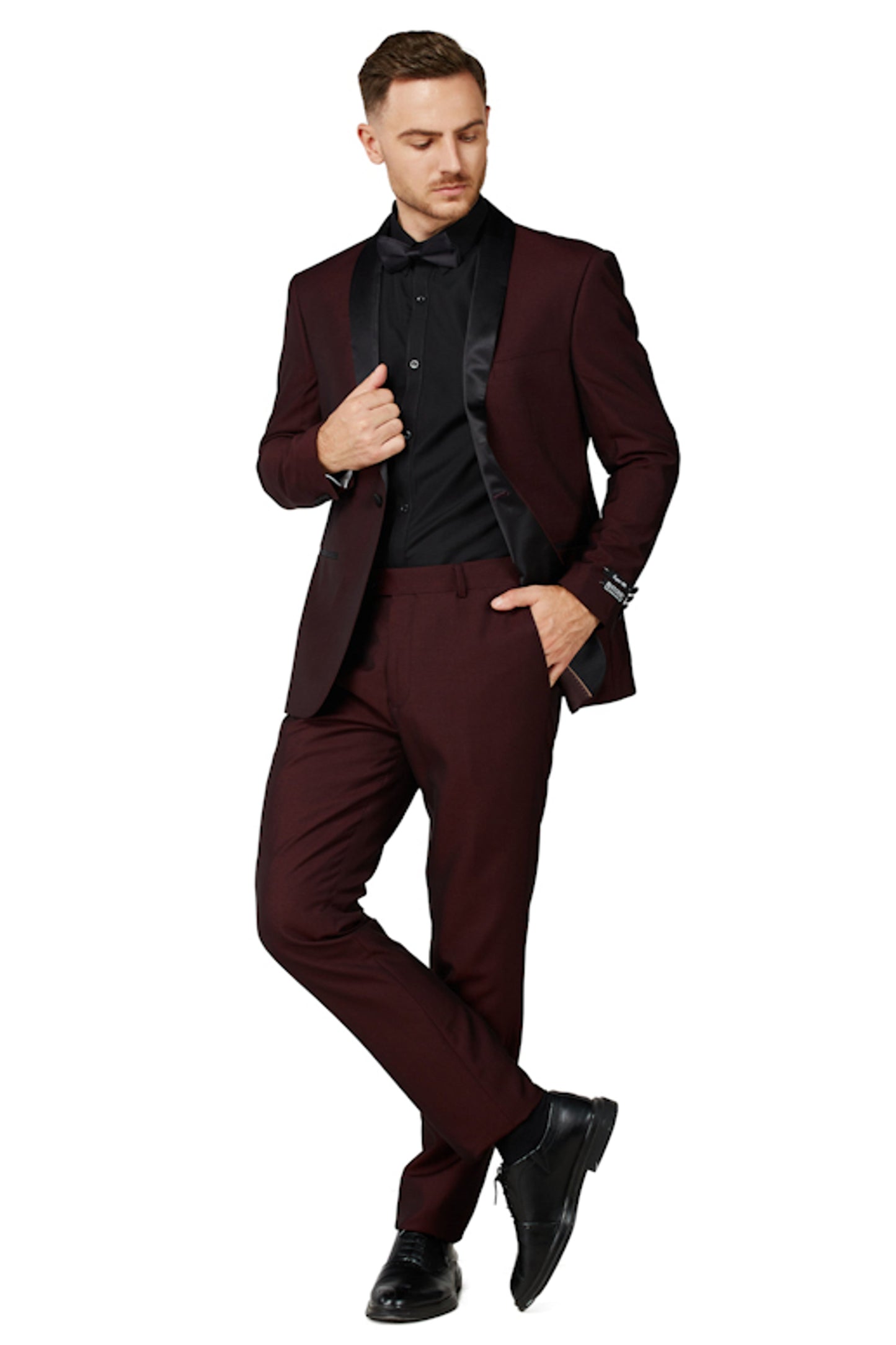 2645-Burgundy- Tuxedo Slim-2PCS-SIZE 34S-46S & 34R-56R & 38L-56L