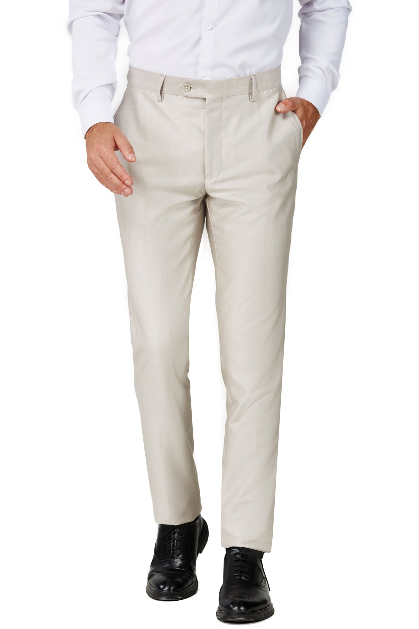 1889-Men's Beige Notched Lapel Suit Slim Fit (3 PCS)