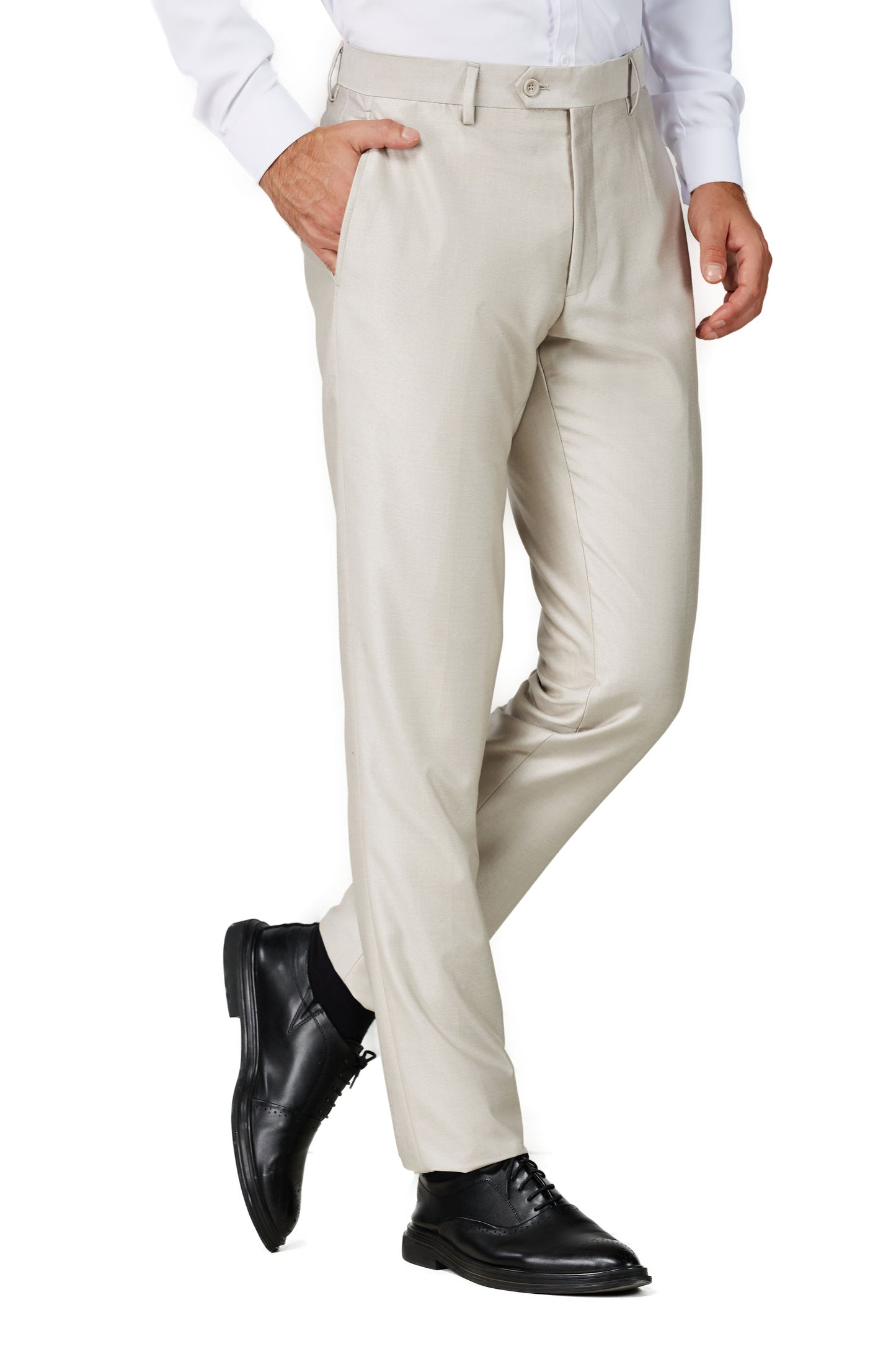 1889-Men's Beige Notched Lapel Suit Slim Fit (3 PCS)