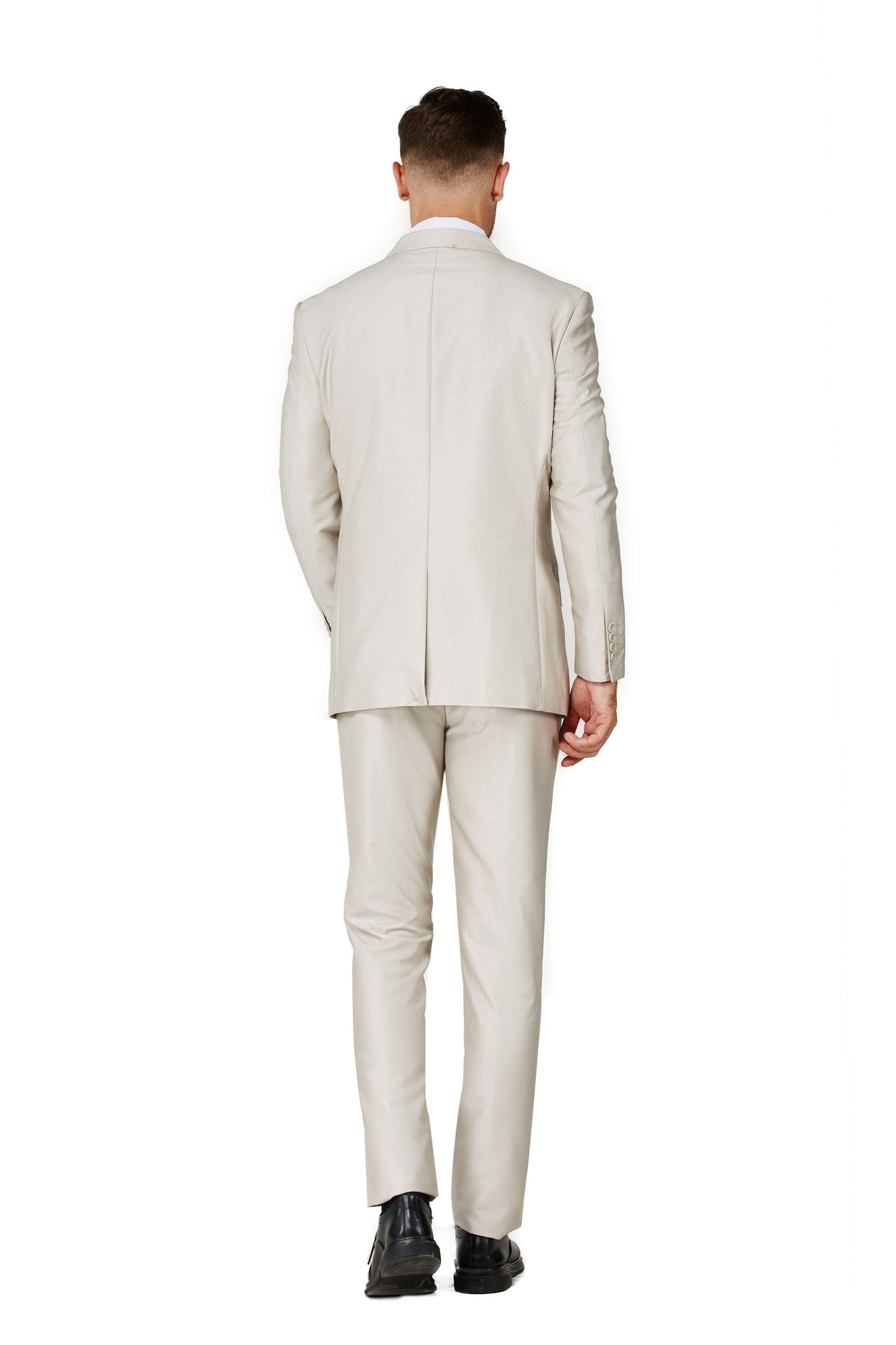 1889-Men's Beige Notched Lapel Suit Slim Fit (3 PCS)